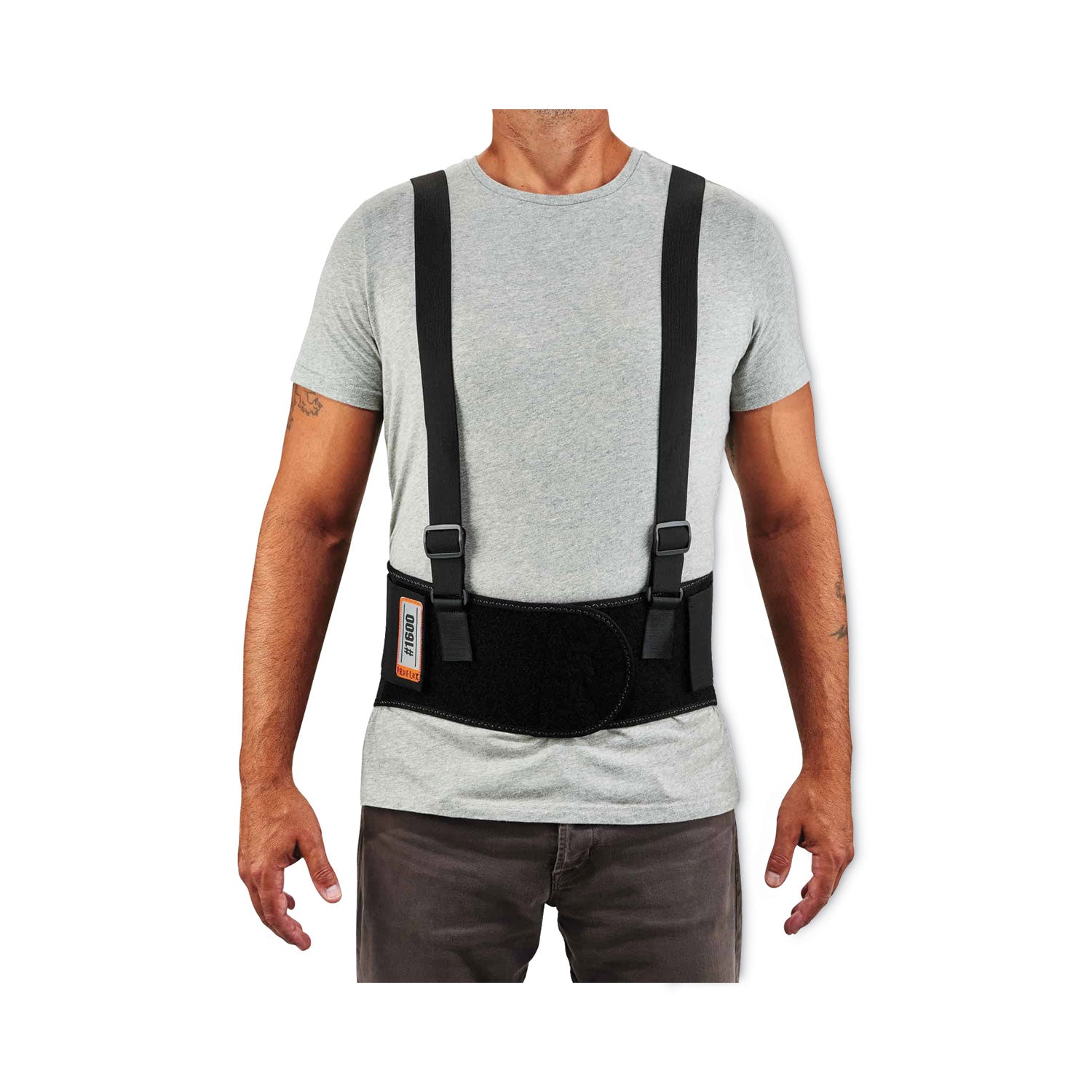 Ergodyne ProFlex 1600 Standard Back Support Brace - 52" to 58" Waist Size - Black - Elastic, Polypropylene, Rubber - 1 Each
