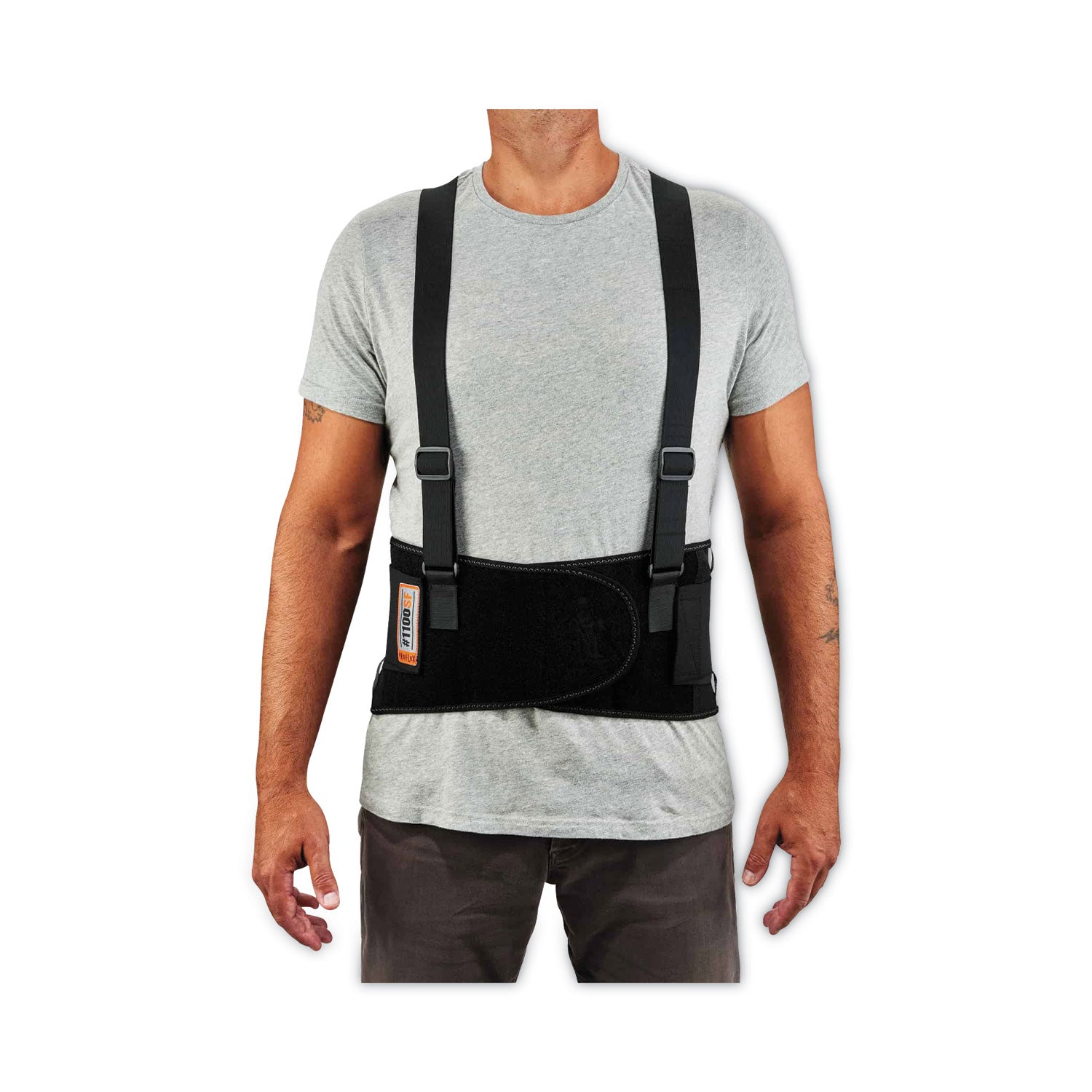 Ergodyne ProFlex 1100SF Spandex Back Support Brace - 46" to 52" Waist Size - Black - 280D Spandex, Elastic - 1 Each