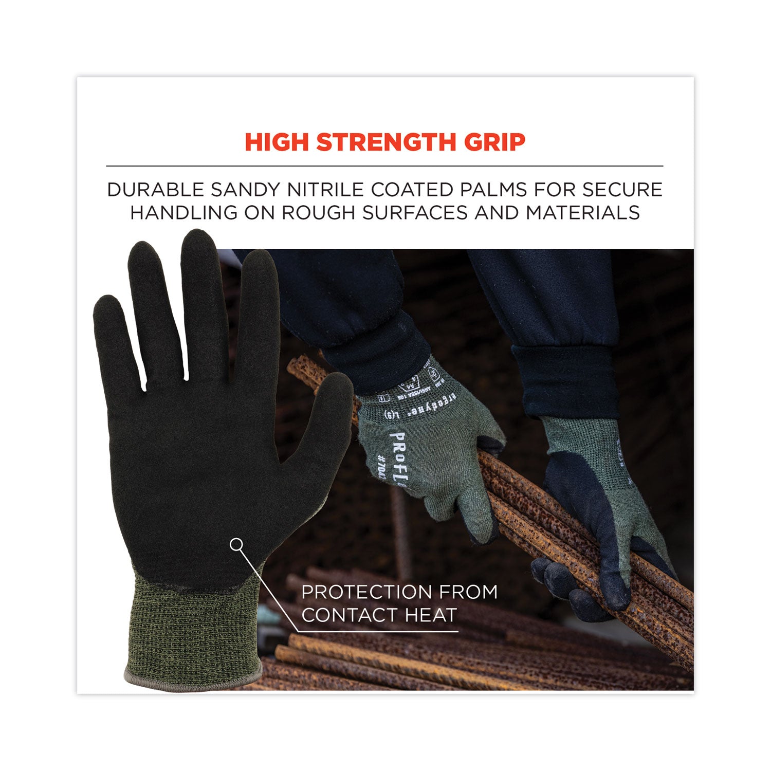 Ergodyne ProFlex 7042 Nitrile-Coated Cut-Resistant Gloves, Small, Green, Synthetic Fiber, Touchscreen Capable, Machine Washable, Heat and Abrasion Resistant, 2 Pairs per Pack