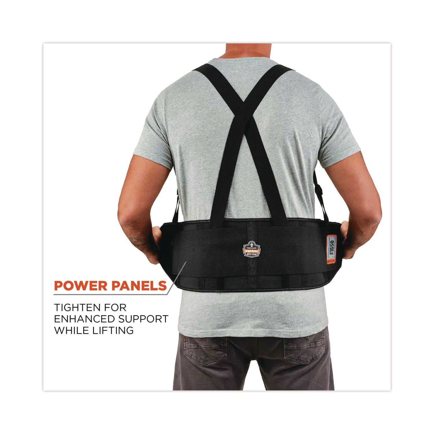 ProFlex 1650 Economy Elastic Back Support Brace, 4X-Large, 52" to 58" Waist, Black
