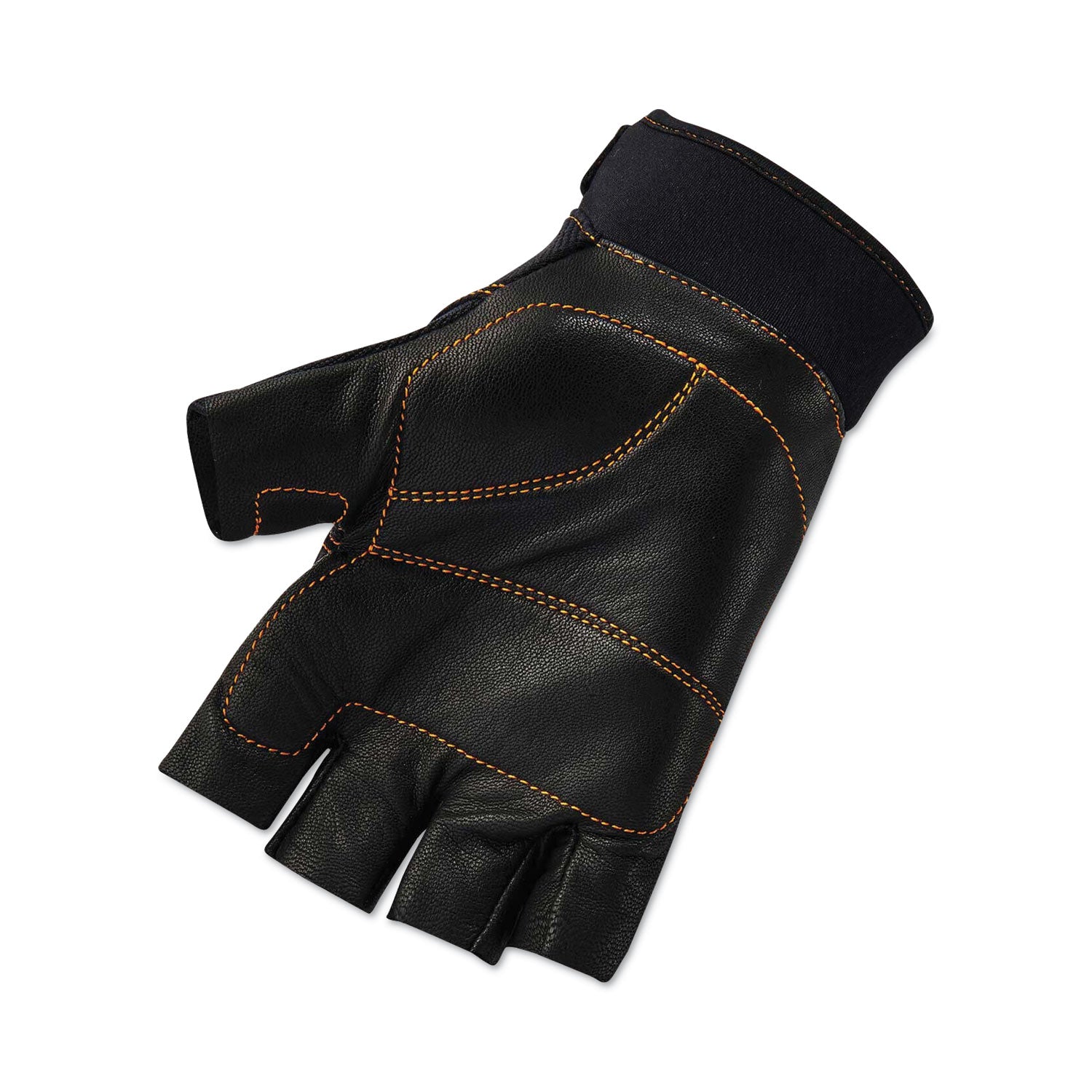 Ergodyne ProFlex 901 Half-Finger Leather Impact Gloves, Large, Black, 1" Thick, 10.75" Length, 2 Pairs