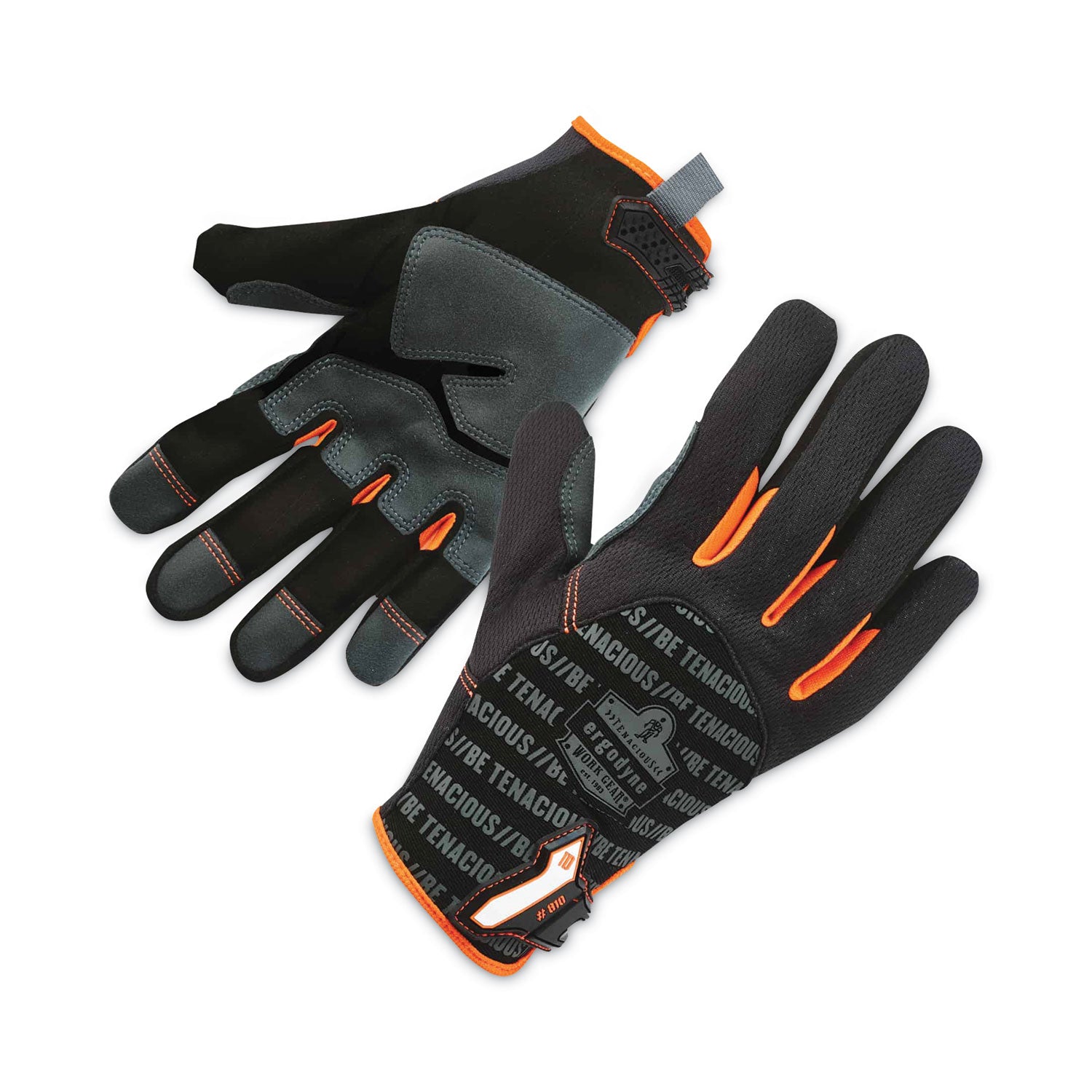 Ergodyne ProFlex 810 Reinforced Utility Gloves, Large, Black, 2" Thick, 12.75" Length, 2 Pairs, Thermal Protection, Abrasion Resistant, Reinforced Palm & Thumb, Breathable, Hook & Loop Closure