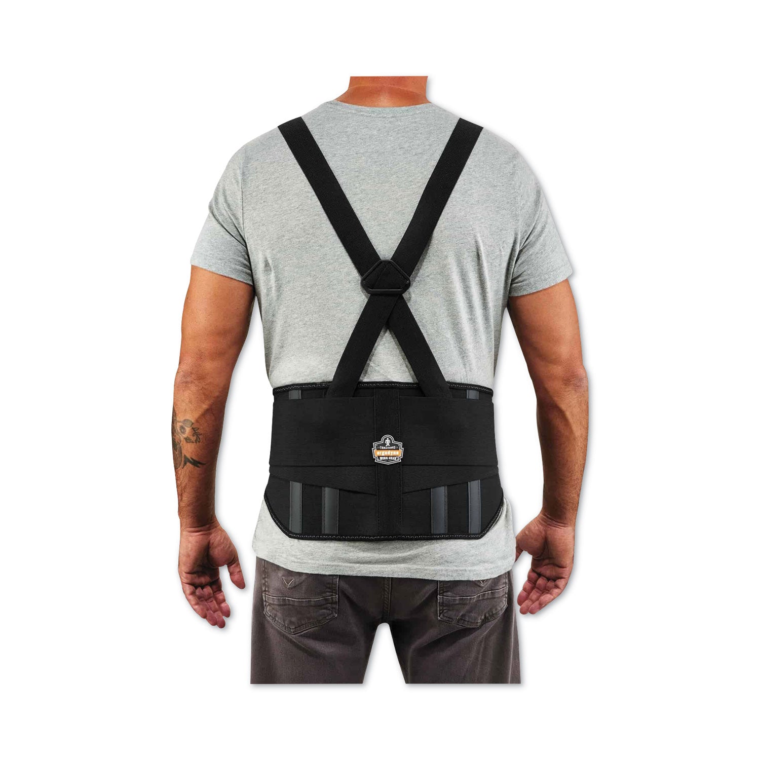 Ergodyne ProFlex 1600 Standard Back Support Brace - 25" Waist Size - Black - Polypropylene, Elastic, Rubber - 1 Each