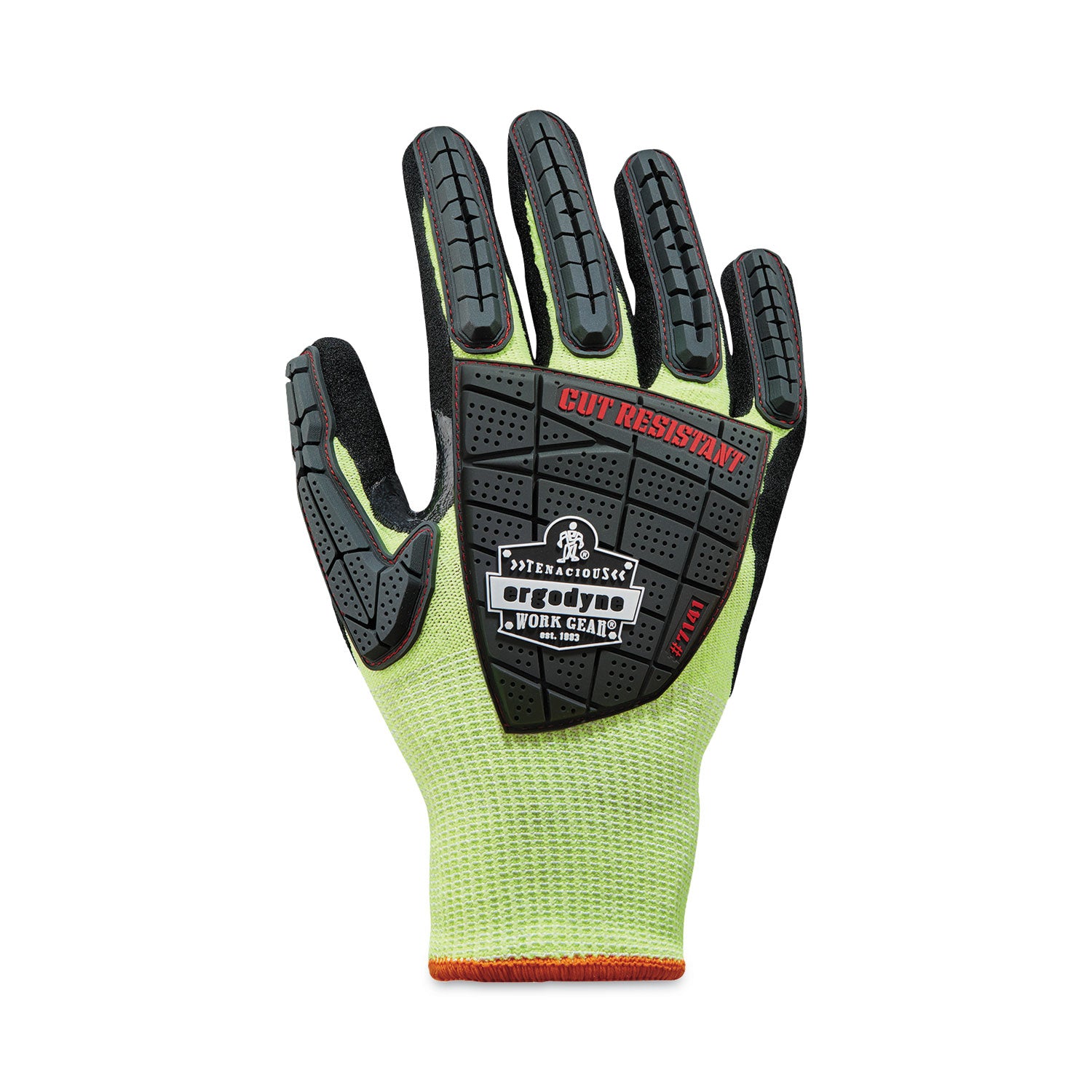 Ergodyne ProFlex 7141 Nitrile-Coated DIR Level 4 Cut-Resistant Gloves, Small, Lime, 1.75" Thick, 10" Length, 2/Pair, 12 Pairs/Carton