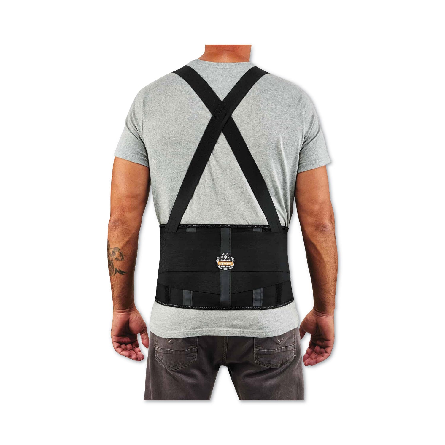 Ergodyne ProFlex 1100SF Spandex Back Support Brace - 38" to 42" Waist Size - Black - Spandex, Elastic - 1 Each