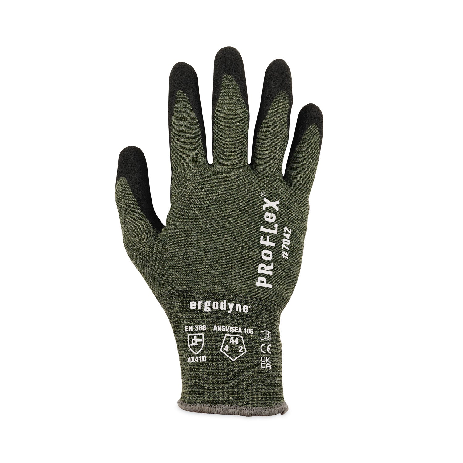 ProFlex 7042 ANSI A4 Nitrile-Coated CR Gloves, Green, Large, Pair