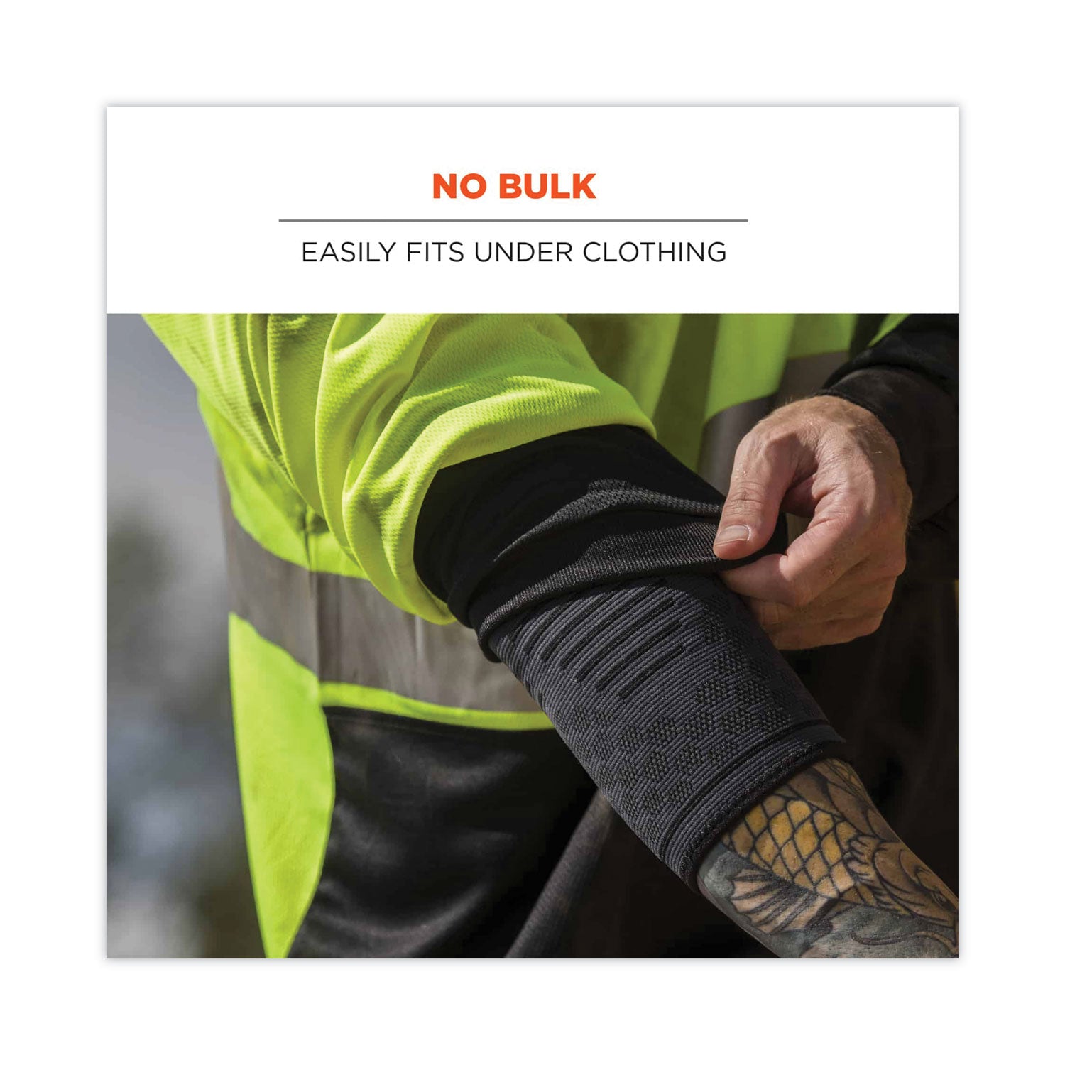 Ergodyne ProFlex 651 Elbow Compression Sleeve, Medium, 11.02"–12.60" Elbow Circumference, Black, Elastic, 1 Each