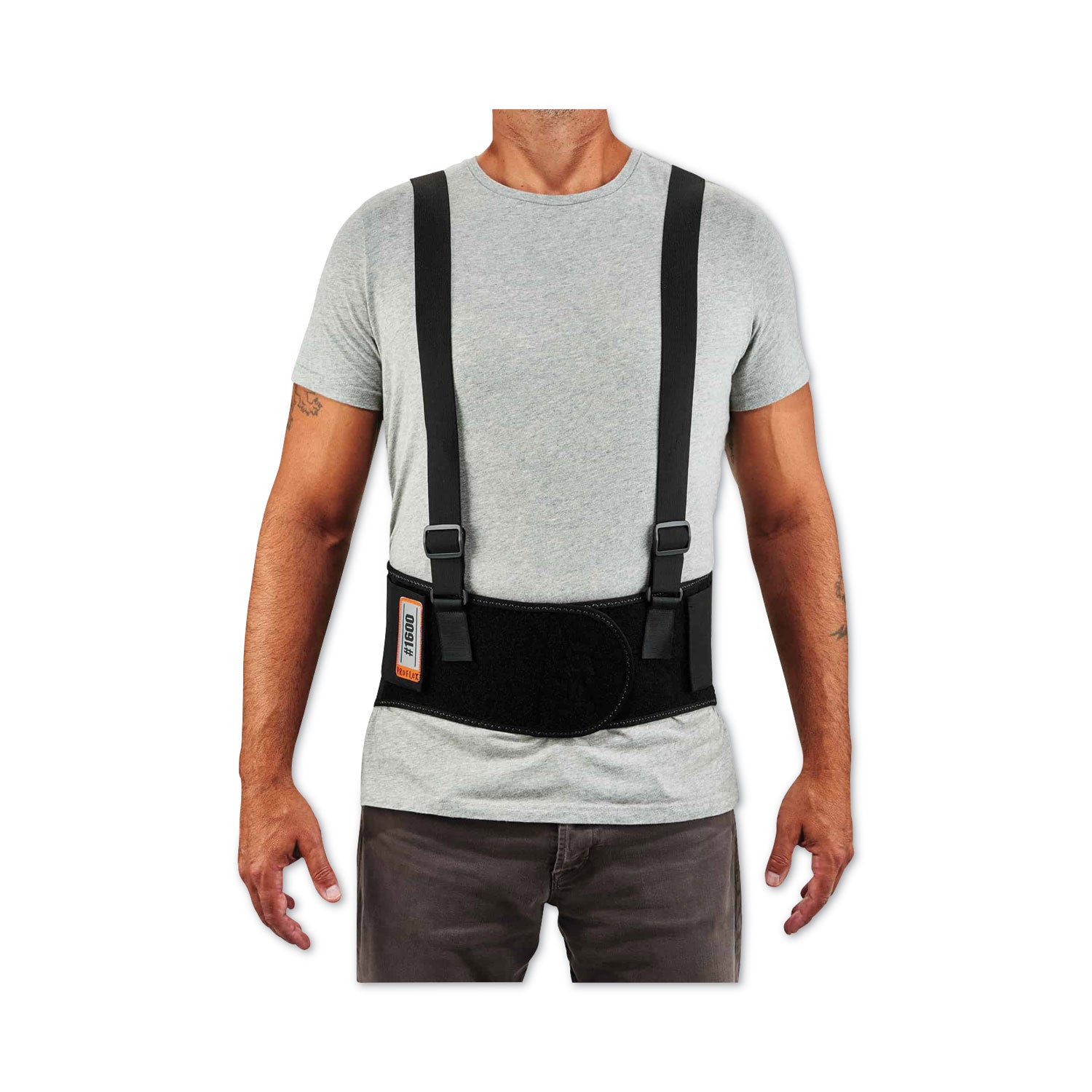 Ergodyne ProFlex 1600 Standard Back Support Brace - 38" to 42" Waist Size - Black - Elastic, Polypropylene, Rubber - 1 Each