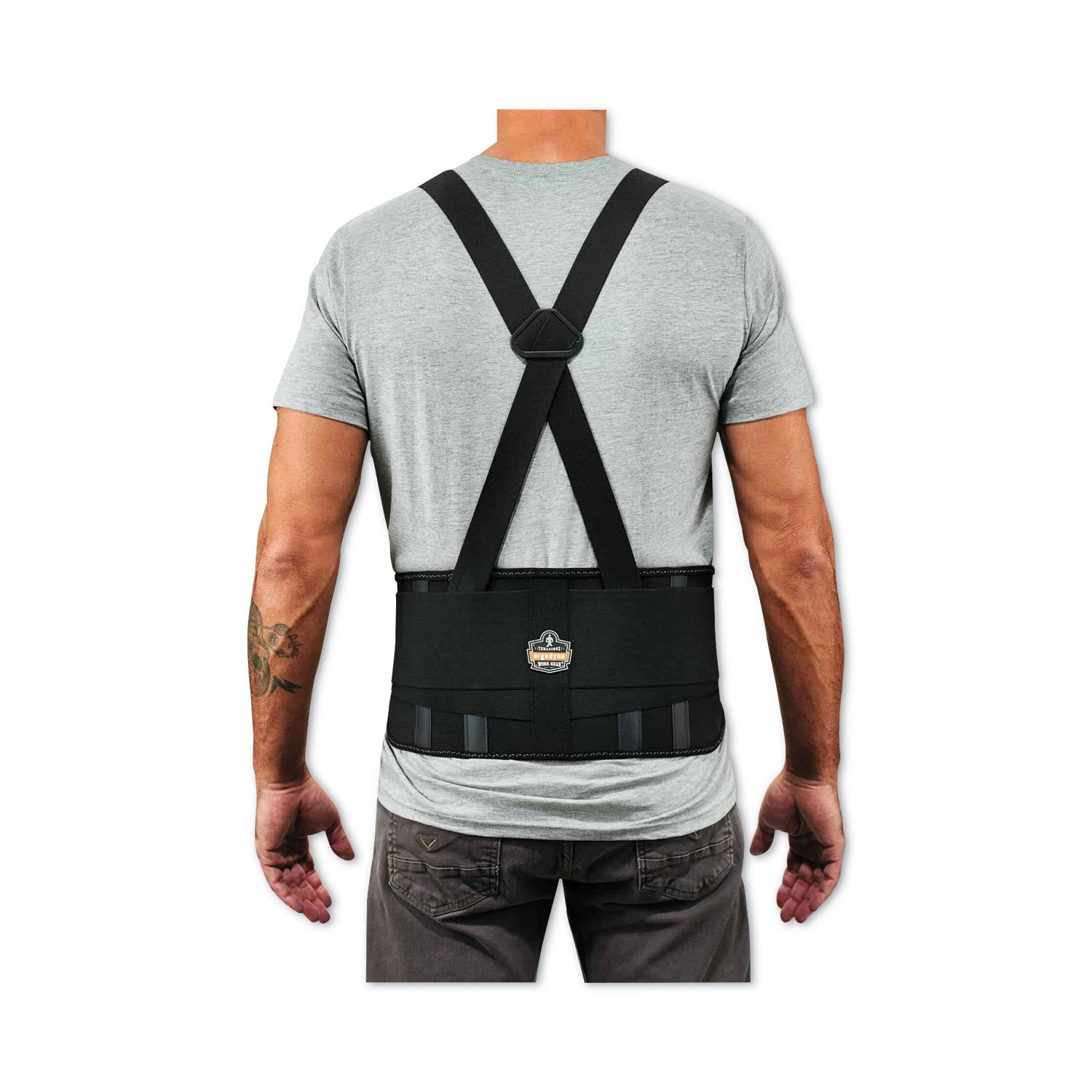 Ergodyne ProFlex 1625 Elastic Back Support Brace - 25" Waist Size - Black - Elastic, Polypropylene, Rubber - 1 Each