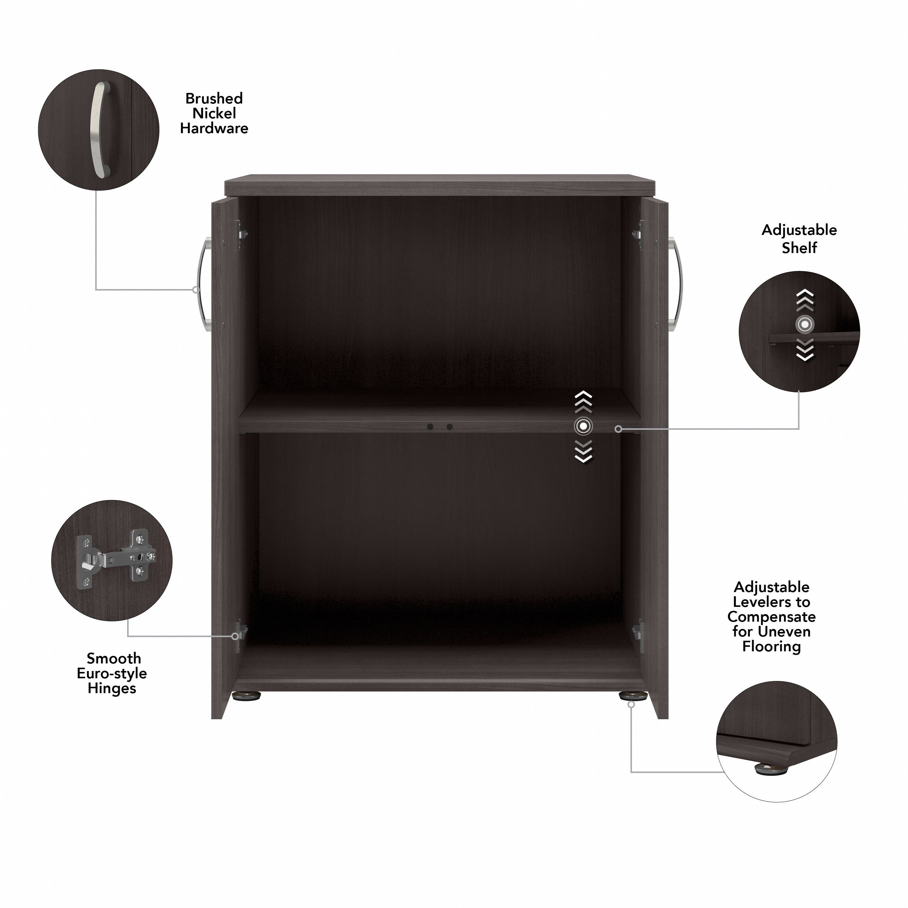 Bush Business Furniture Universal Floor Storage Cabinet with Doors and Shelves in Storm Gray - 28.35" Width x 24.69" Depth x 33.98" Height
