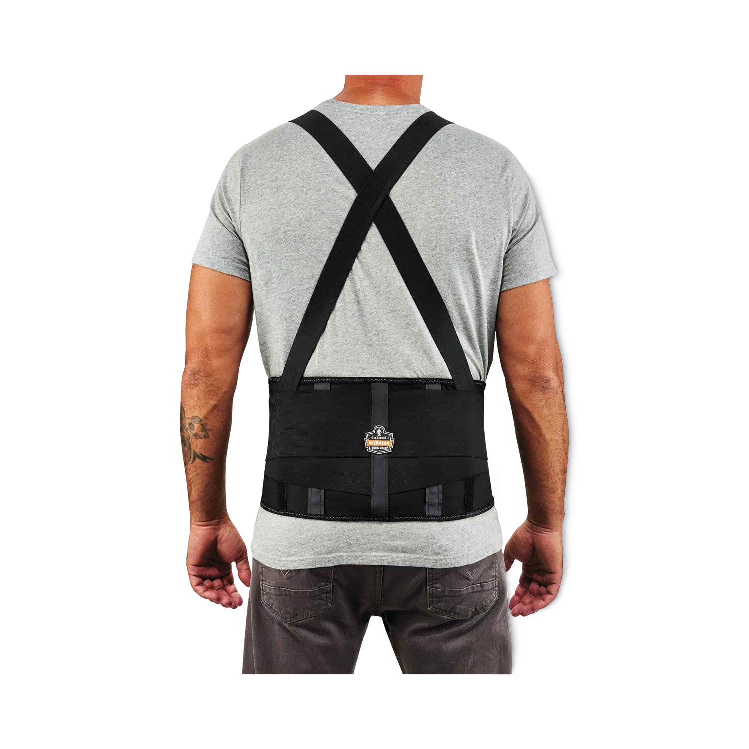 Ergodyne ProFlex 1100SF Spandex Back Support Brace - 25" Waist Size - Black - Elastic, Spandex - 1 Each