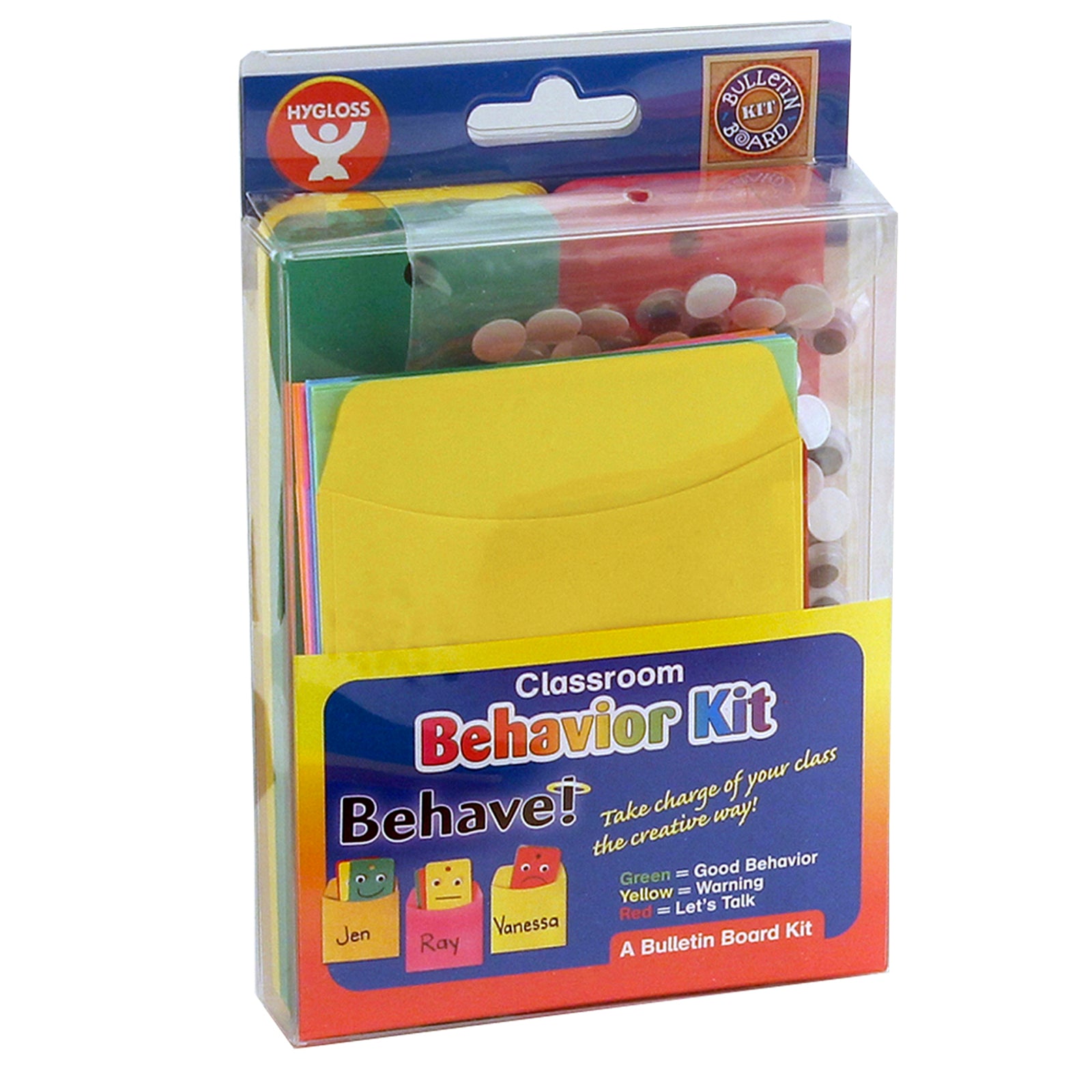 Behavior Bulletin Board Kit: 25 ea. Red, Green & Yellow Cards, 25 Pockets & wiggle eyes