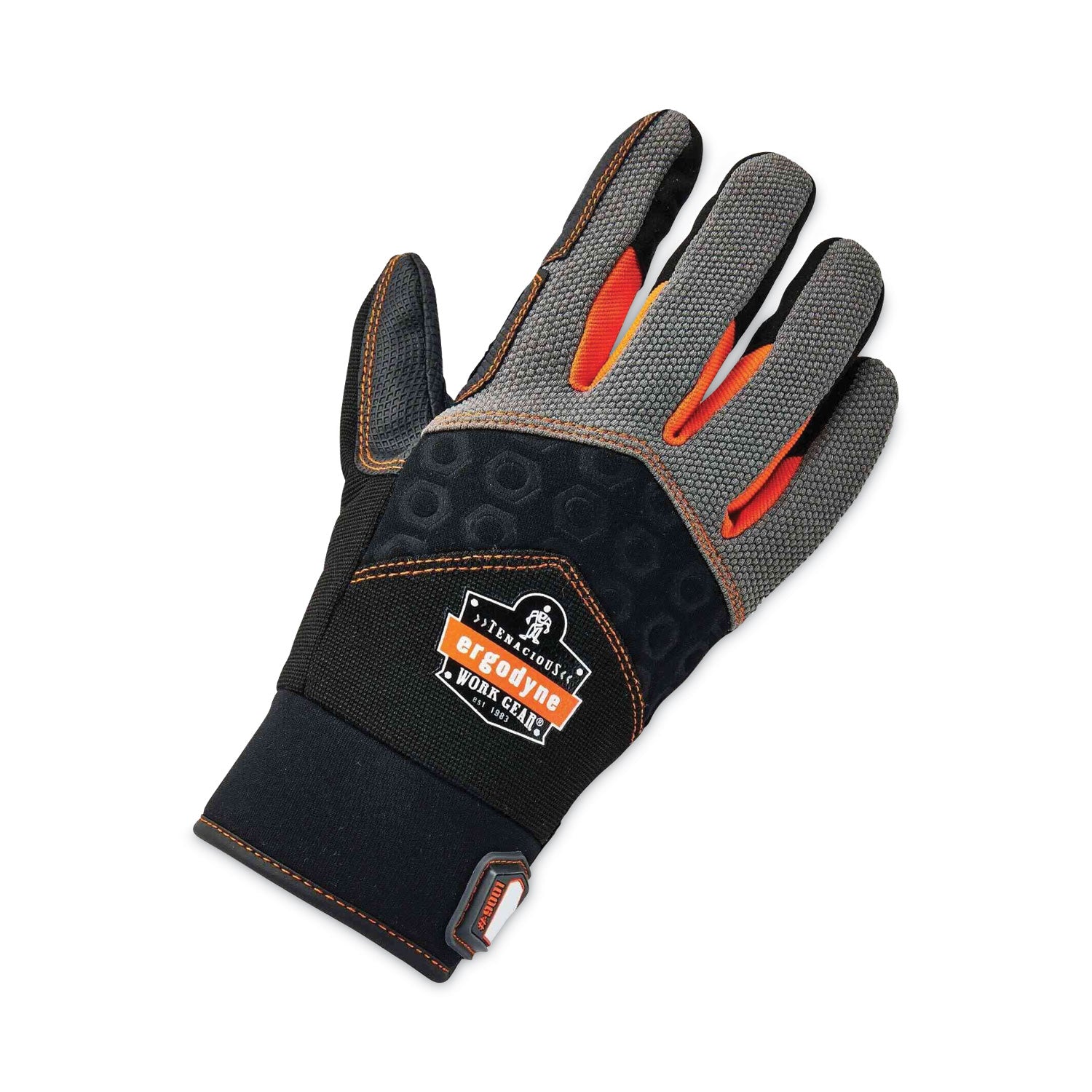 Ergodyne ProFlex 9001 Full-Finger Impact Gloves - 1.50" Thickness x 14" Glove Length - Extra Large Size - Black - Shock Resistant, Impact Resistant, Breathable, Knitted, Reinforced Thumb, Molded, ID Tab, Anti-Vibration, Padded Palm - 2 / Pair