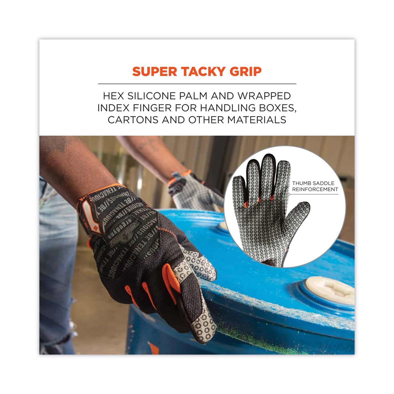 Ergodyne ProFlex 821 Smooth Surface Handling Gloves - 2" Thickness x 12.25" Glove Length - Small Size - Black - Flexible, Comfortable, Breathable, Secure Fit, Molded, Pull-on Tab, ID Tab, Machine Washable - For Handling Goods - 2 / Pair
