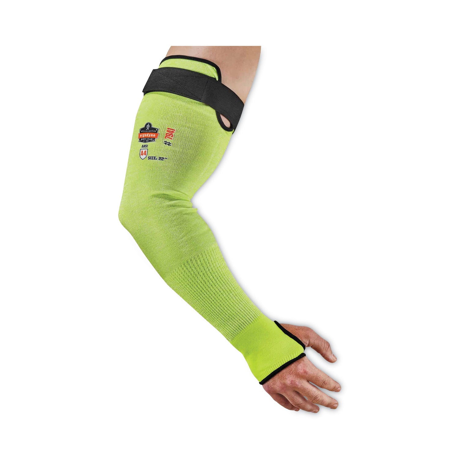 Ergodyne ProFlex 7941 Cut-Resistant Protective Arm Sleeve Pair, 5.25" Length, Lime, Yarn, Cut Resistant, Moisture Wicking, Adjustable Fit, High Visibility, Heat Resistant, Machine Washable, 144 Pairs/Carton