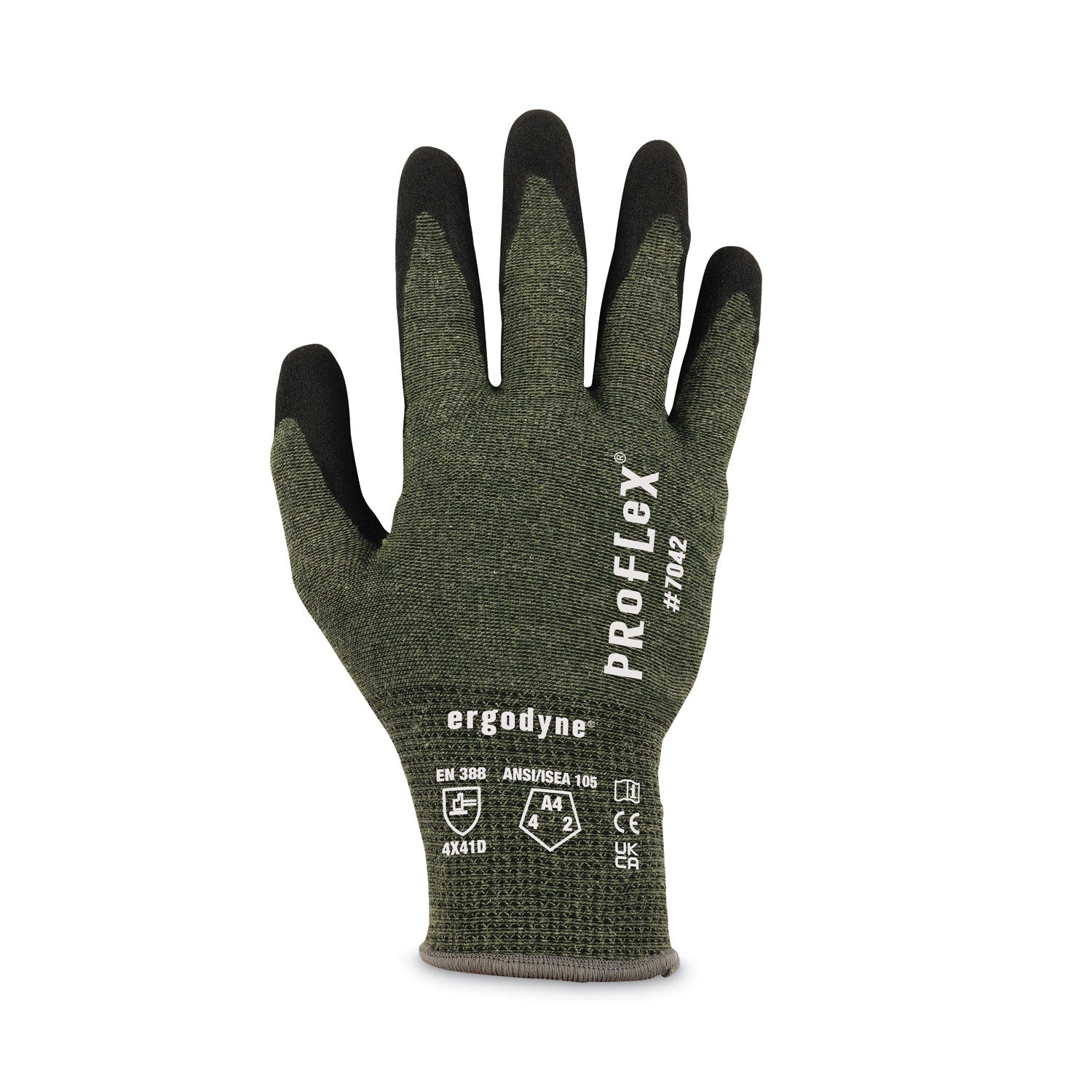 ProFlex 7042 ANSI A4 Nitrile-Coated CR Gloves, Green, Small, Pair