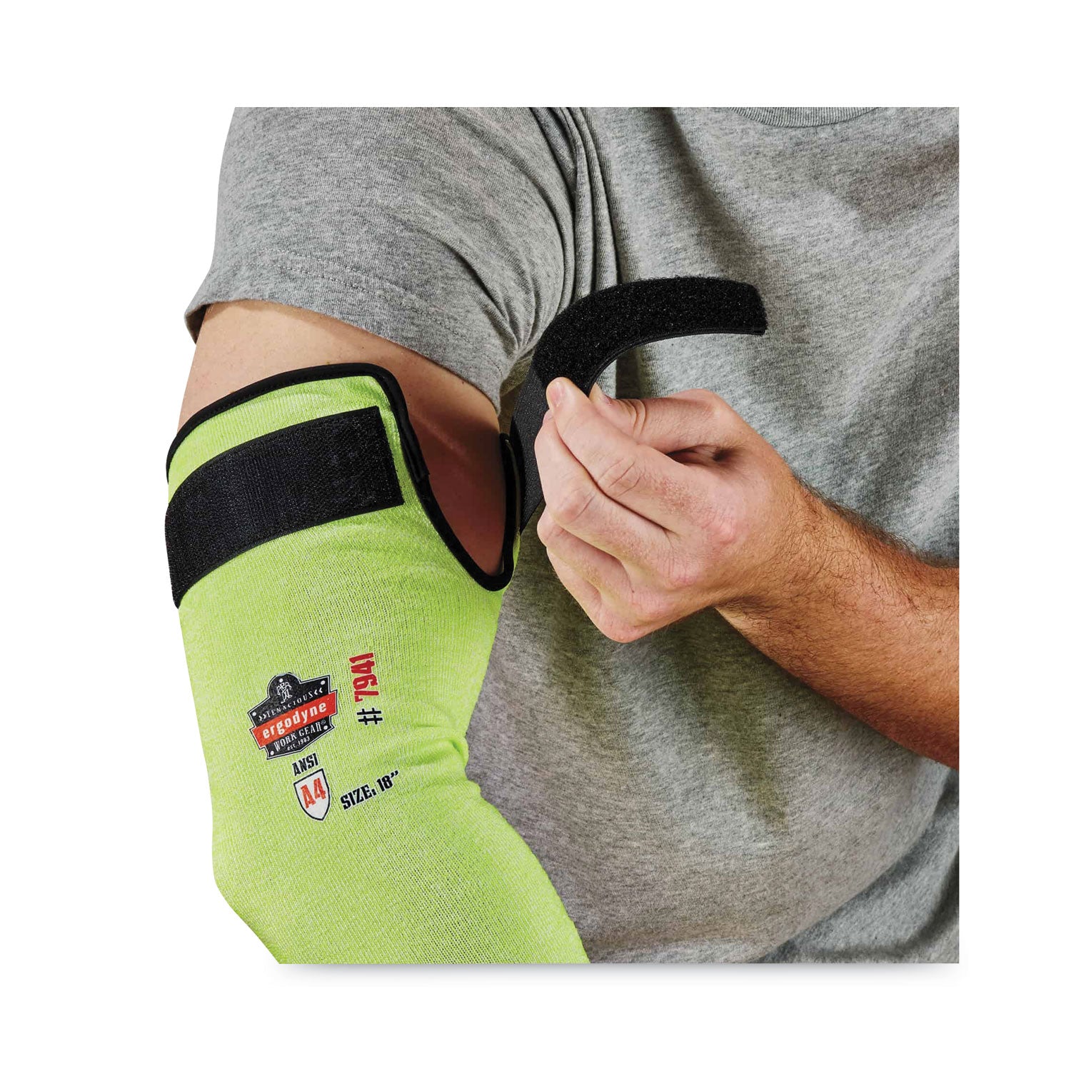 Ergodyne ProFlex 7941 Cut-Resistant Protective Arm Sleeve Pair, 18" Length, Lime, Kevlar Yarn, Machine Washable, Heat Resistant, Moisture Wicking, High Visibility, Adjustable Fit, 2 Sleeves per Pair