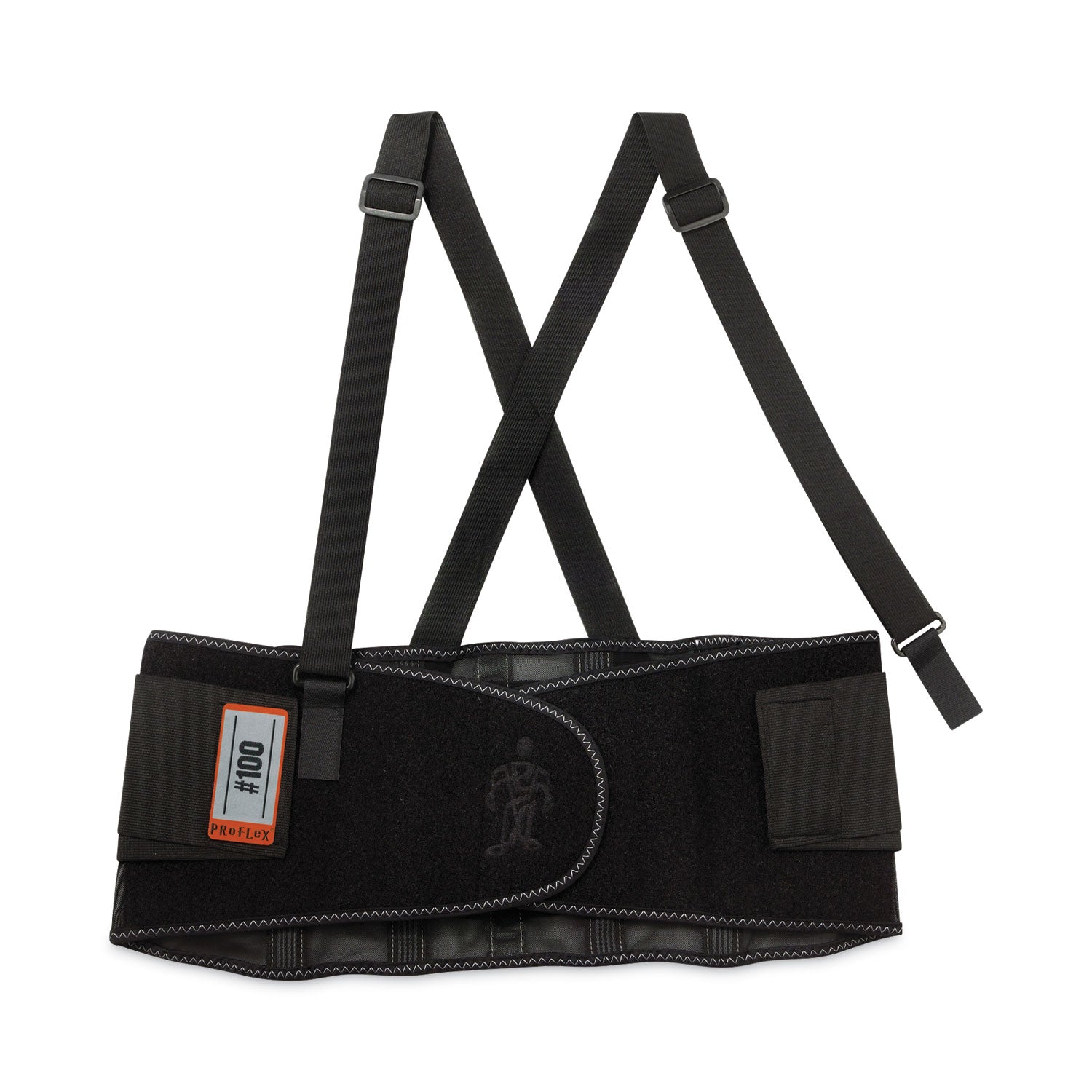 Ergodyne ProFlex 100 Economy Back Support Brace - 25" Waist Size - Black - 280D Spandex, Rubber, Polypropylene - 1 Each