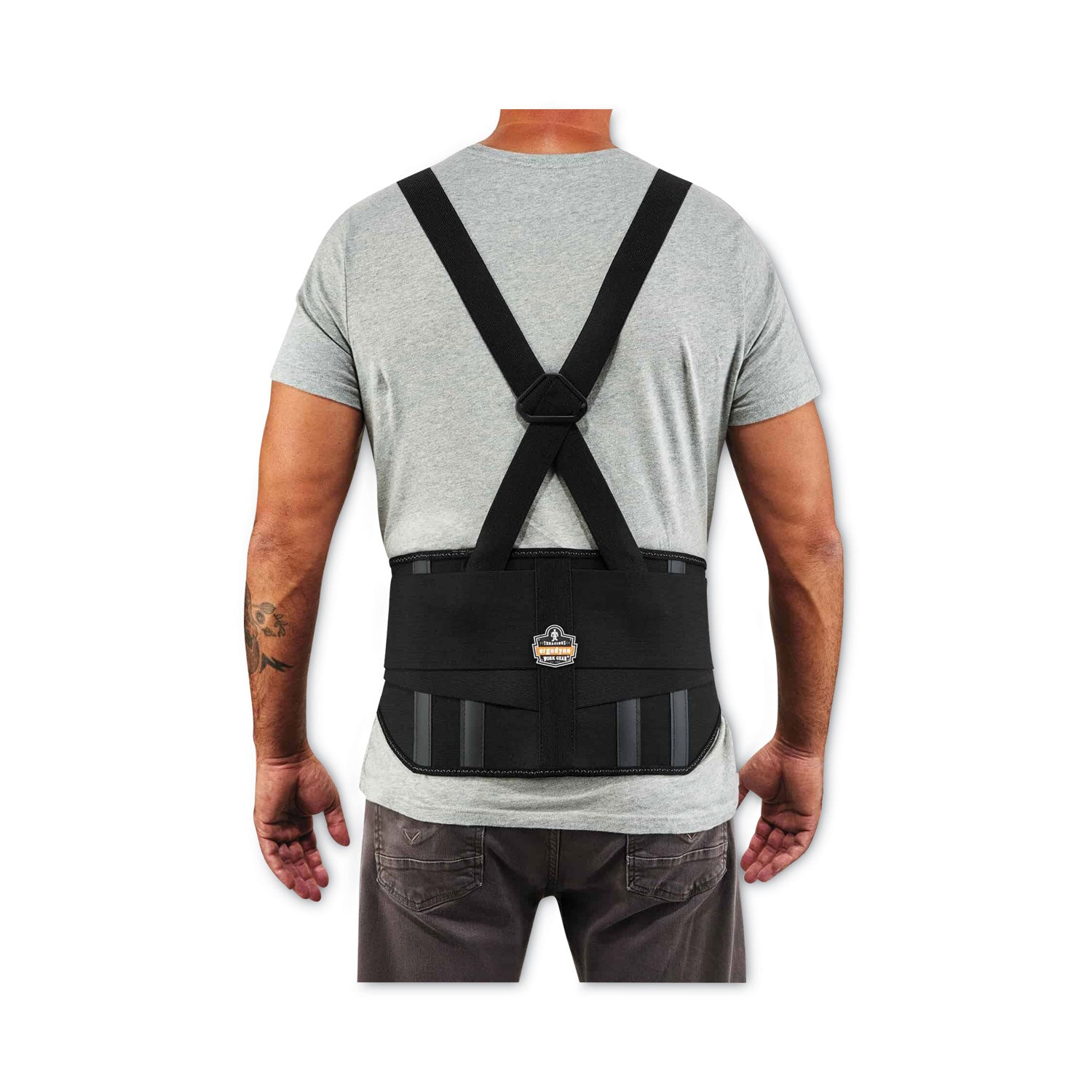 Ergodyne ProFlex 1600 Standard Back Support Brace - 46" to 52" Waist Size - Black - Elastic, Polypropylene, Rubber - 1 Each