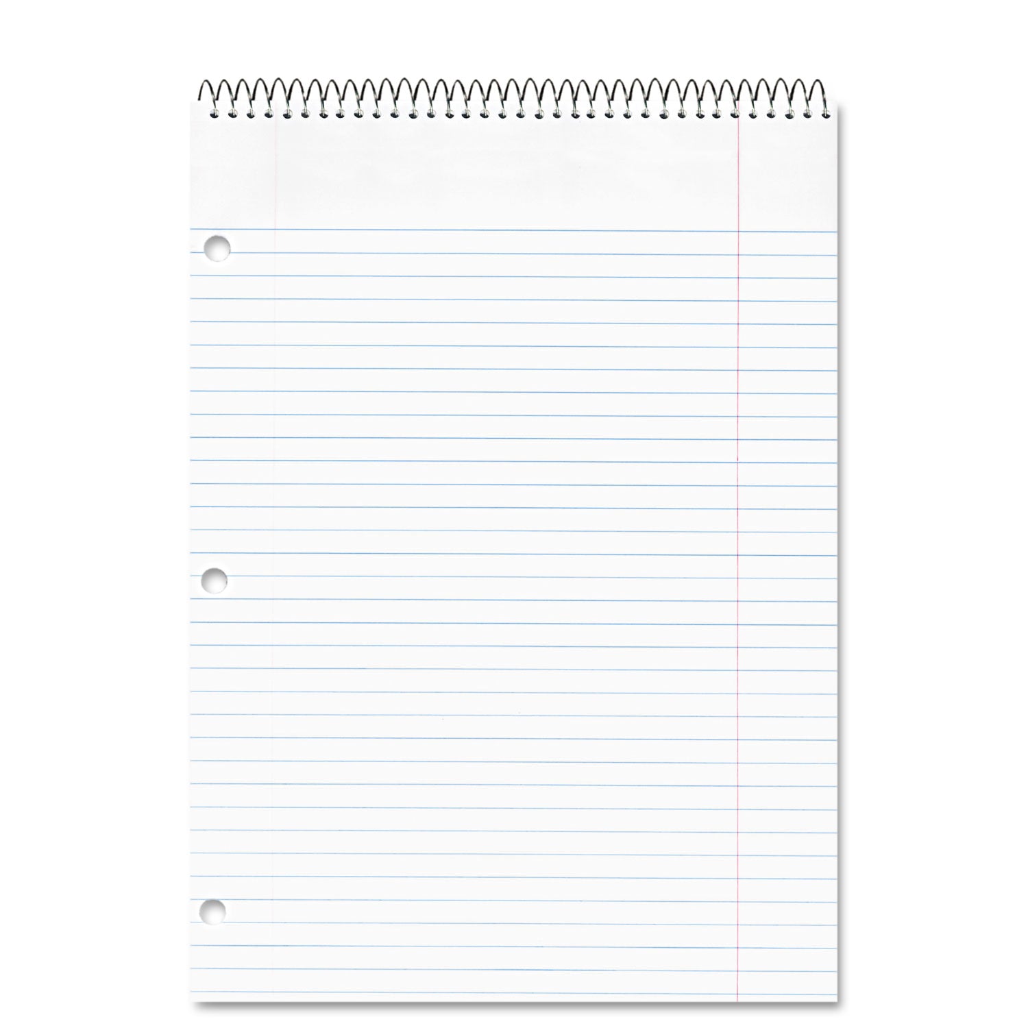 80 Sheets - Coilock - Ruled Margin - 8 1/2" x 11 1/2" Sheet Size - White Paper - Assorted Pressboard Cover - Micro Perforated - 1 Each