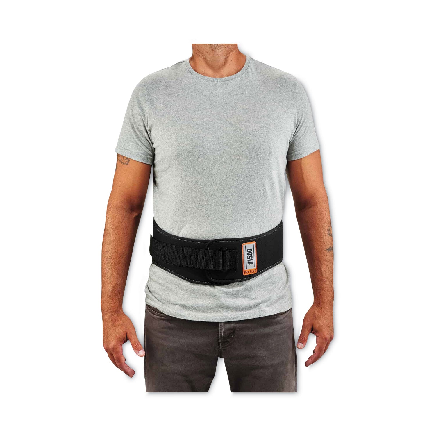 Ergodyne ProFlex 1500 Weight Lifters Support Brace - 34" to 38" Waist Size - Black - 900D Nylon - 1 Each