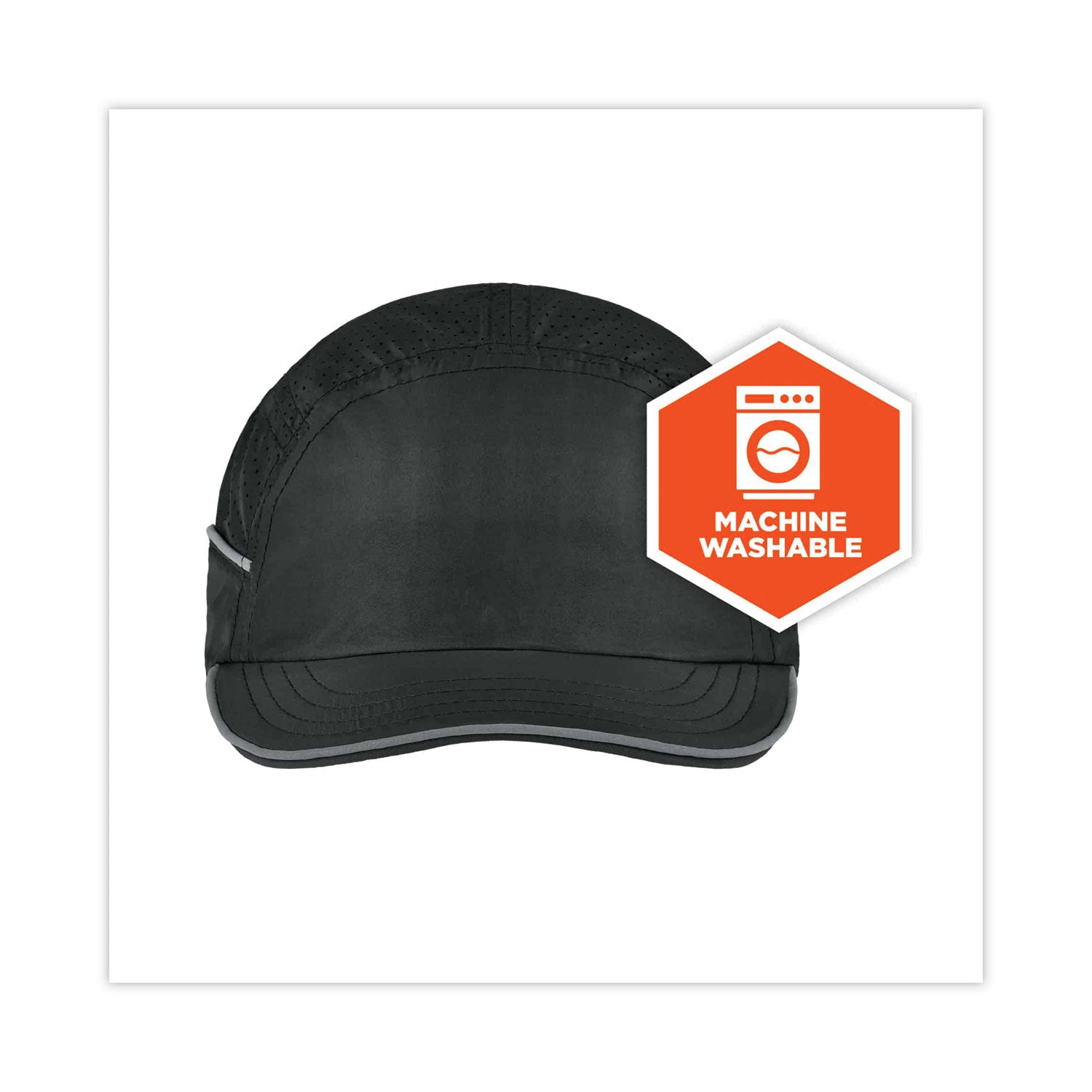 Ergodyne Skullerz 8955 Lightweight Bump Cap Hat, Black, High-Density Polyethylene Shell, Vented, Reflective, Breathable, Removable Liner, Machine Washable, Impact Resistant, 1 Each
