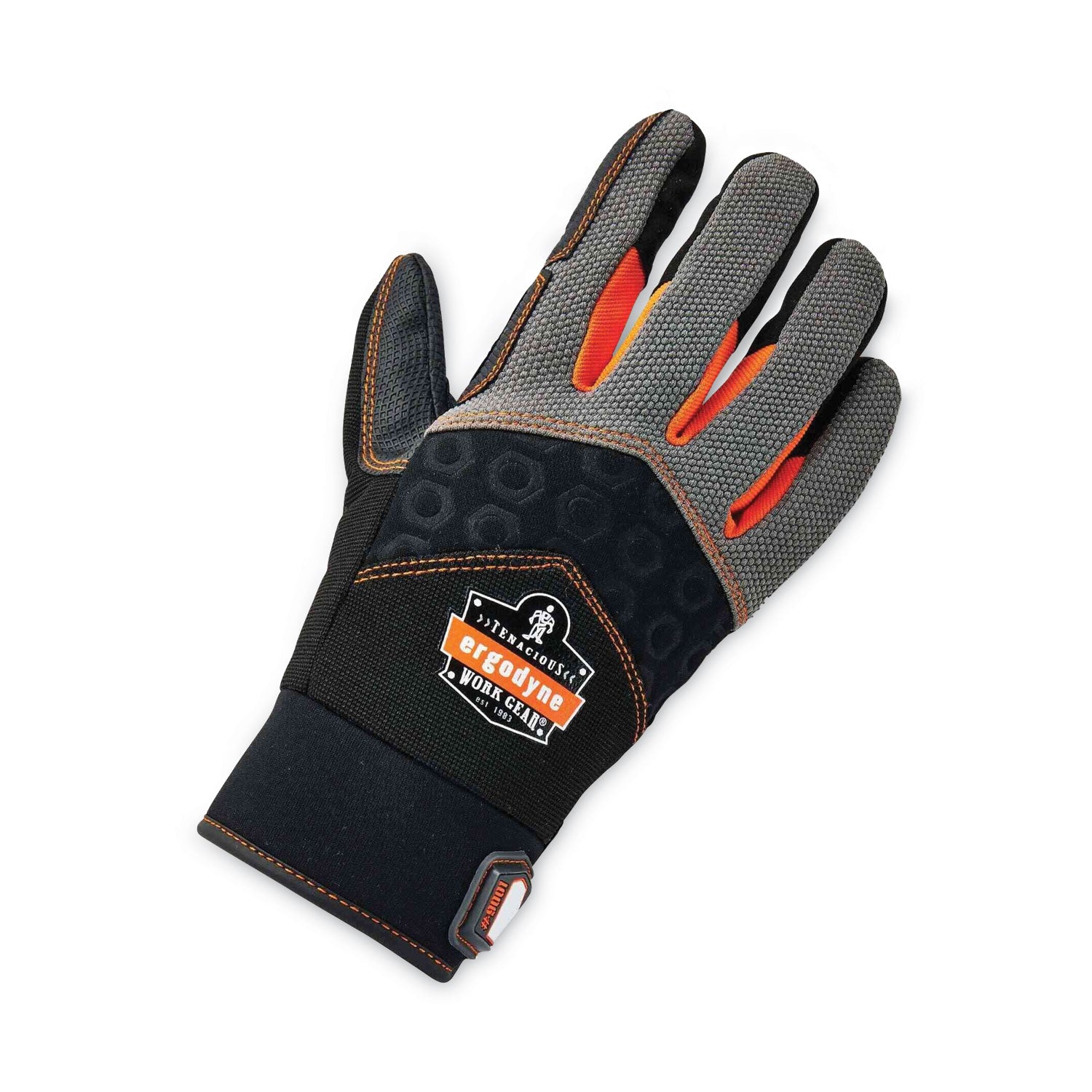 Ergodyne ProFlex 9001 Full-Finger Impact Gloves - 1.50" Thickness x 14" Glove Length - XXL Size - Black - Shock Resistant, Impact Resistant, Breathable, Knitted, Reinforced Thumb, Molded, ID Tab, Anti-Vibration, Padded Palm - 2 / Pair