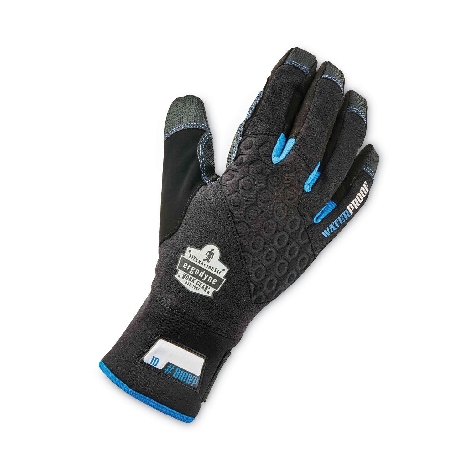 Ergodyne ProFlex 818WP Thermal Waterproof Work Gloves, Large, Black, 5" Length, Touchscreen Capable, Machine Washable, Windproof, Breathable, Reinforced Fingertip, 2 Pairs