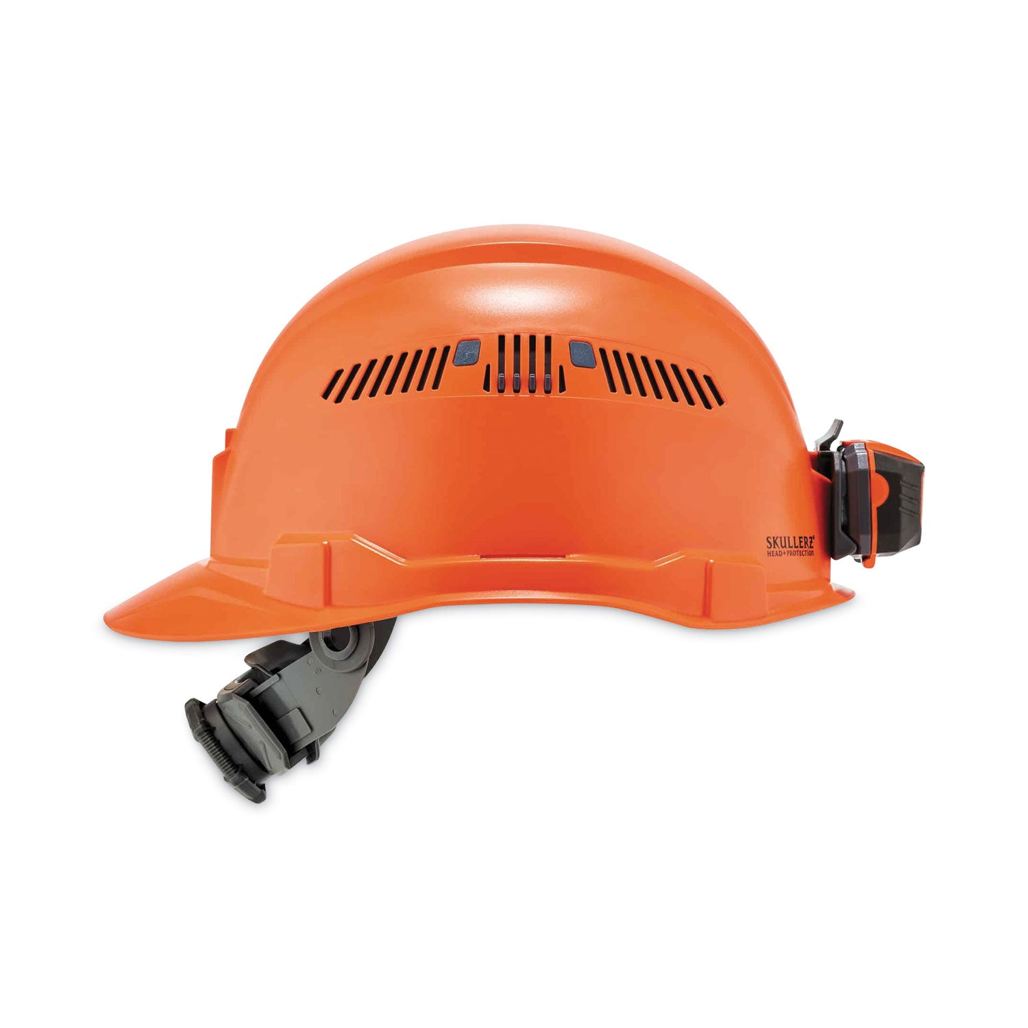 Ergodyne Skullerz 8972LED Cap-Style Hard Hat with LED Light, Vented, Adjustable Ratchet, Removable Sweatband, Orange, 1 Each