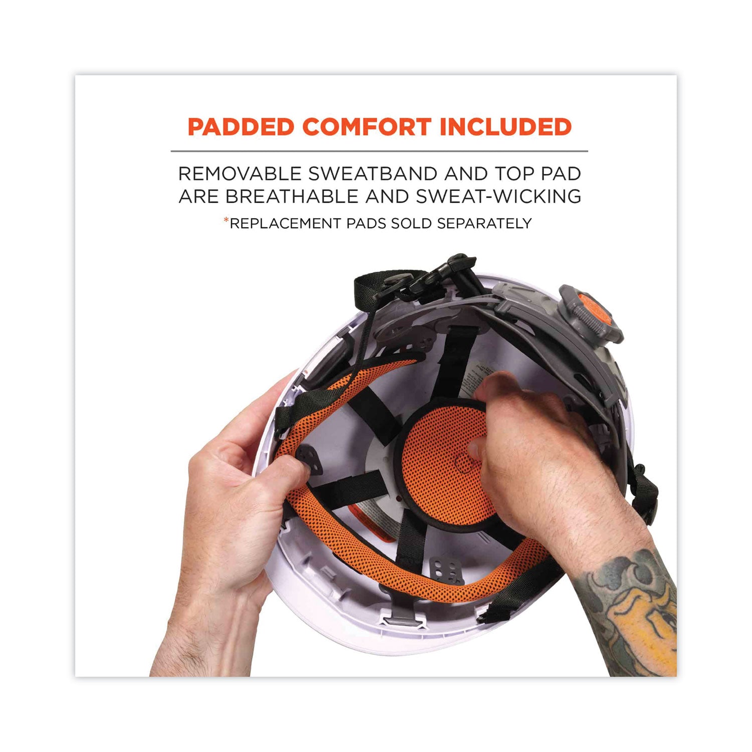 Ergodyne 8975LED Class C Safety Helmet, White, White