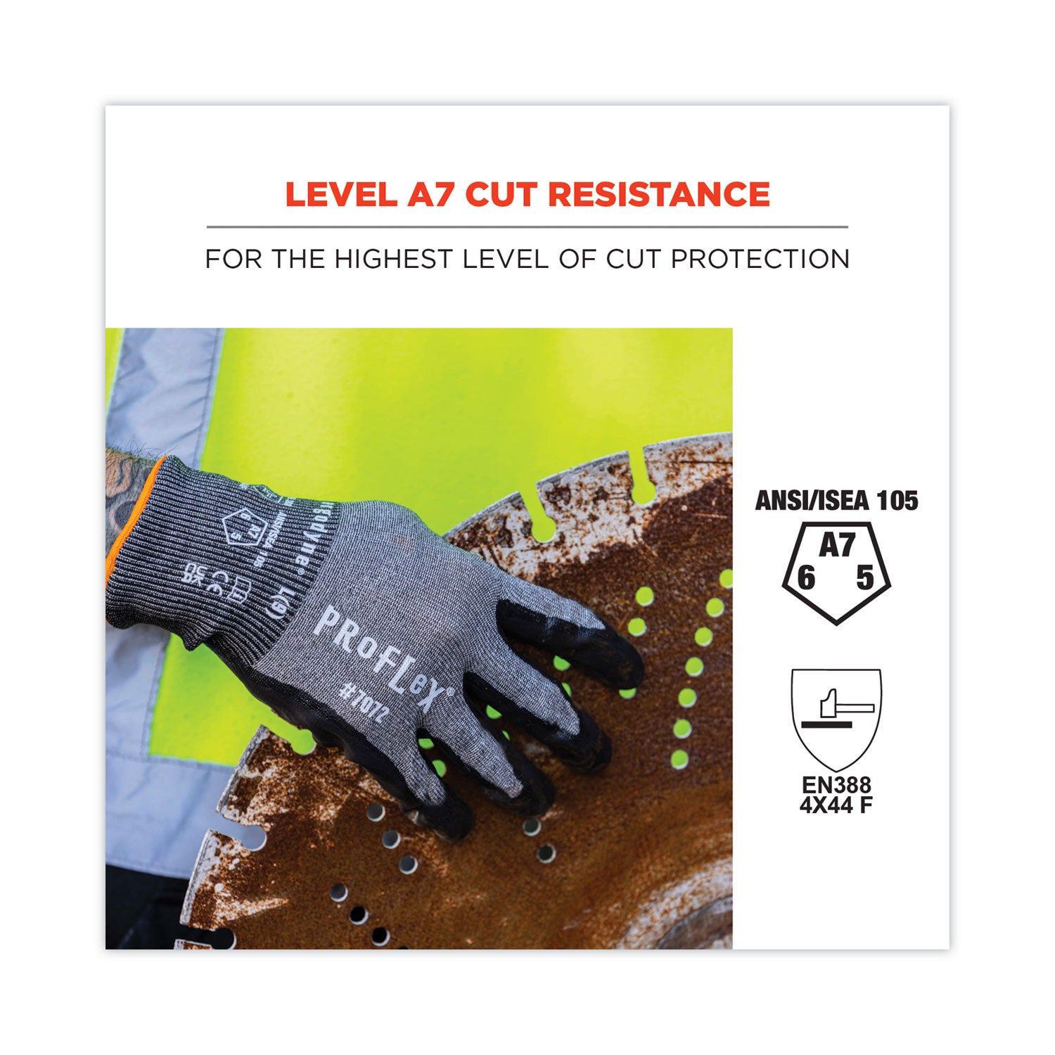 ProFlex 7072 ANSI A7 Nitrile-Coated CR Gloves, Gray, X-Large, Pair