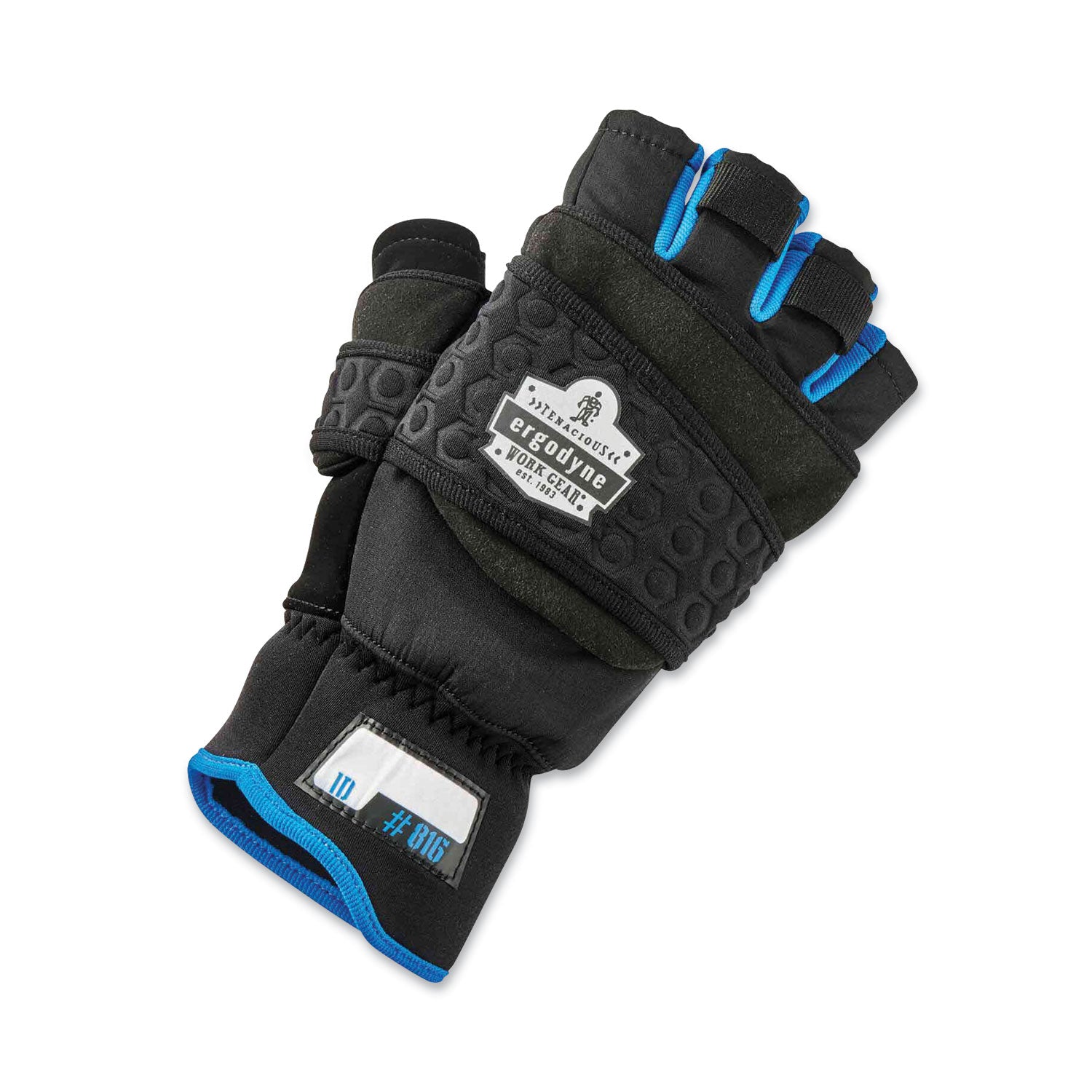 Ergodyne ProFlex 816 Thermal Flip-Top Gloves, Extra Large, Black, 3" Thickness, 12" Length, Weather & Cold Resistant, Reinforced Palm & Thumb, Reflective Accent, Machine Washable, 2 Pairs