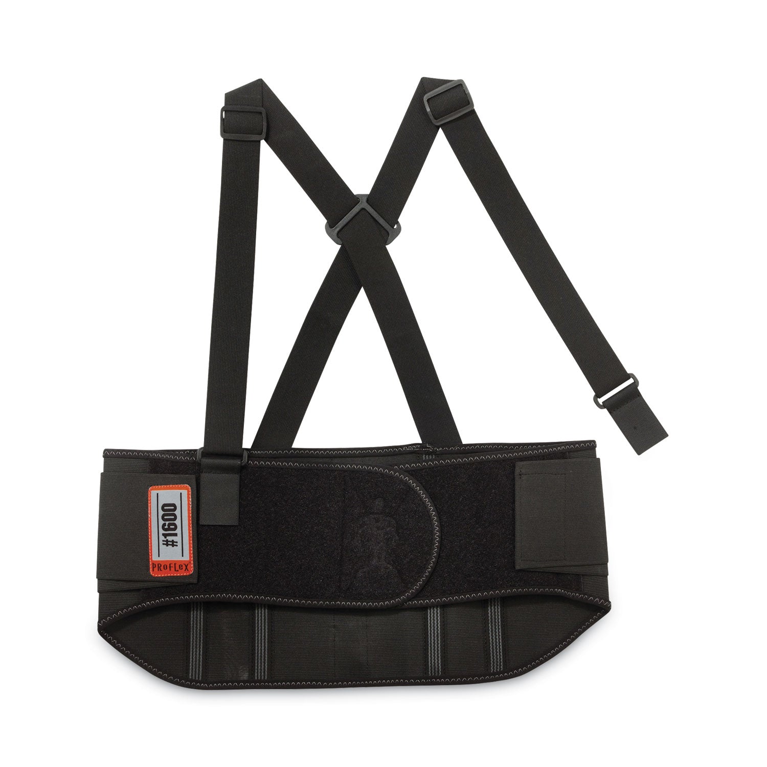 Ergodyne ProFlex 1600 Standard Back Support Brace - 52" to 58" Waist Size - Black - Elastic, Polypropylene, Rubber - 1 Each