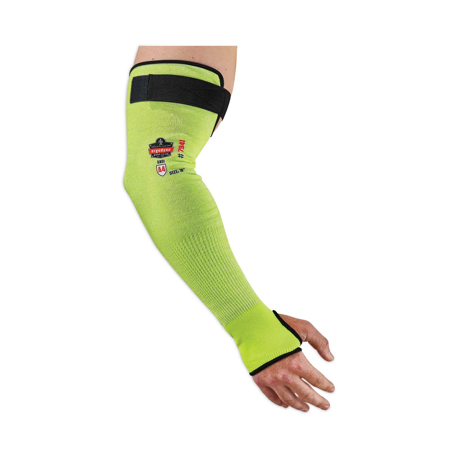 Ergodyne ProFlex 7941 Cut-Resistant Protective Arm Sleeve Pair, 5.25" Length, Lime, Yarn, Cut Resistant, Moisture Wicking, Adjustable Fit, High Visibility, Heat Resistant, Machine Washable, 144 Pairs/Carton