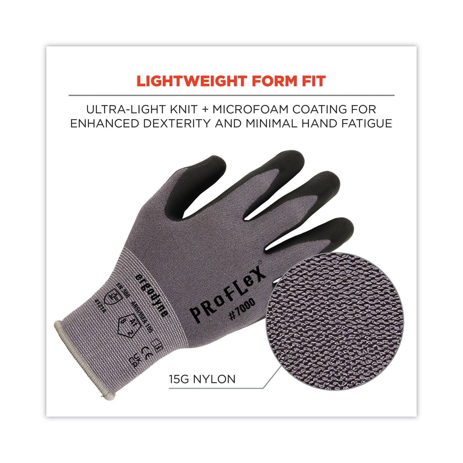 ProFlex 7000 Nitrile-Coated Gloves Microfoam Palm, Gray, 2X-Large, Pair