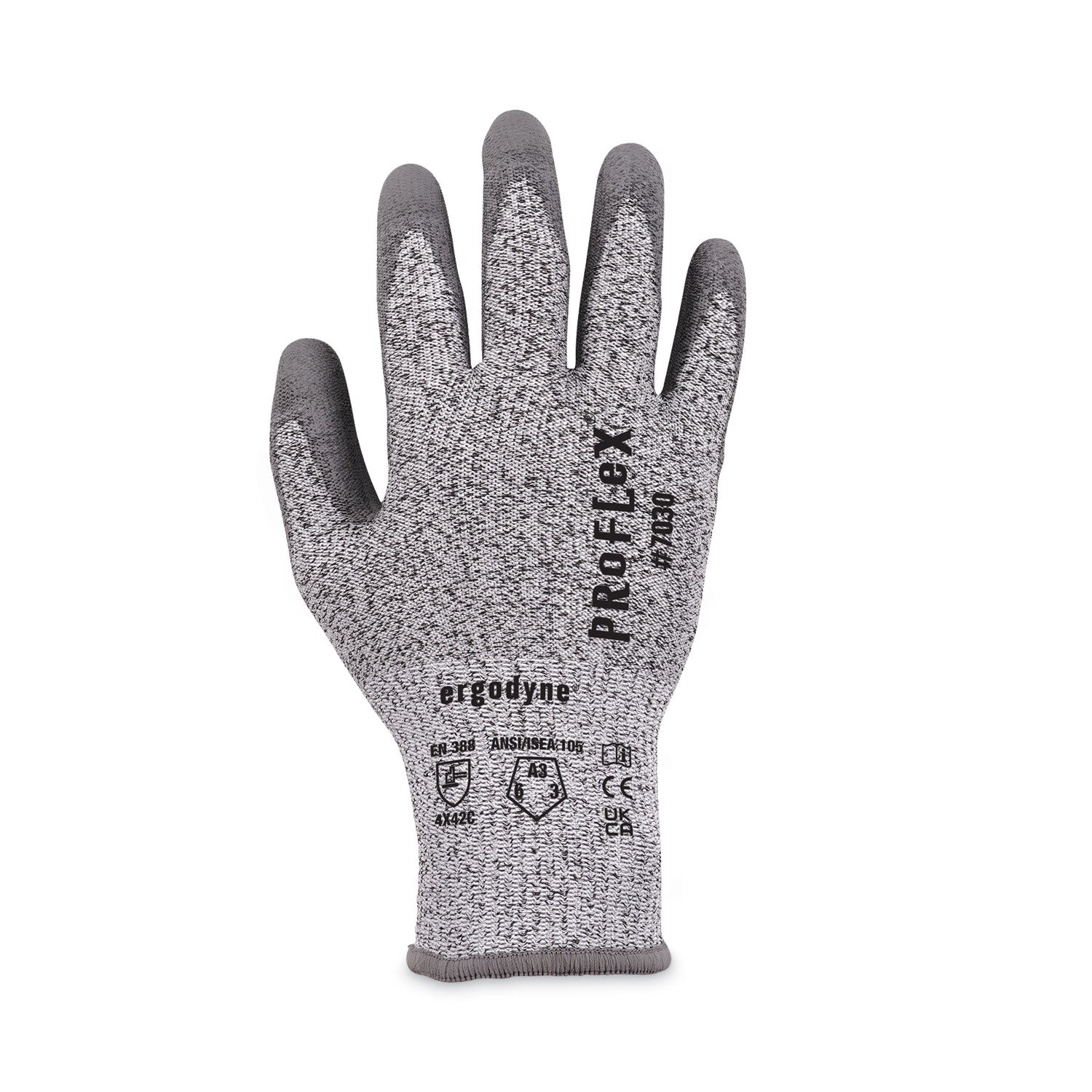 ProFlex 7030 ANSI A3 PU Coated CR Gloves, Gray, Small, Pair