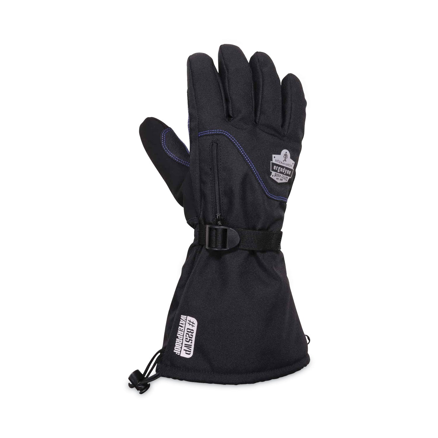 Ergodyne ProFlex 825WP Thermal Waterproof Winter Work Gloves, Large, Black, 3" Thickness, 13.75" Length, Touchscreen Capable, Dual Layer, Reinforced Fingertip, Reflective Accent, Machine Washable, 2 Pairs