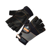 Ergodyne ProFlex 901 Half-Finger Leather Impact Gloves, Large, Black, 1" Thick, 10.75" Length, 2 Pairs