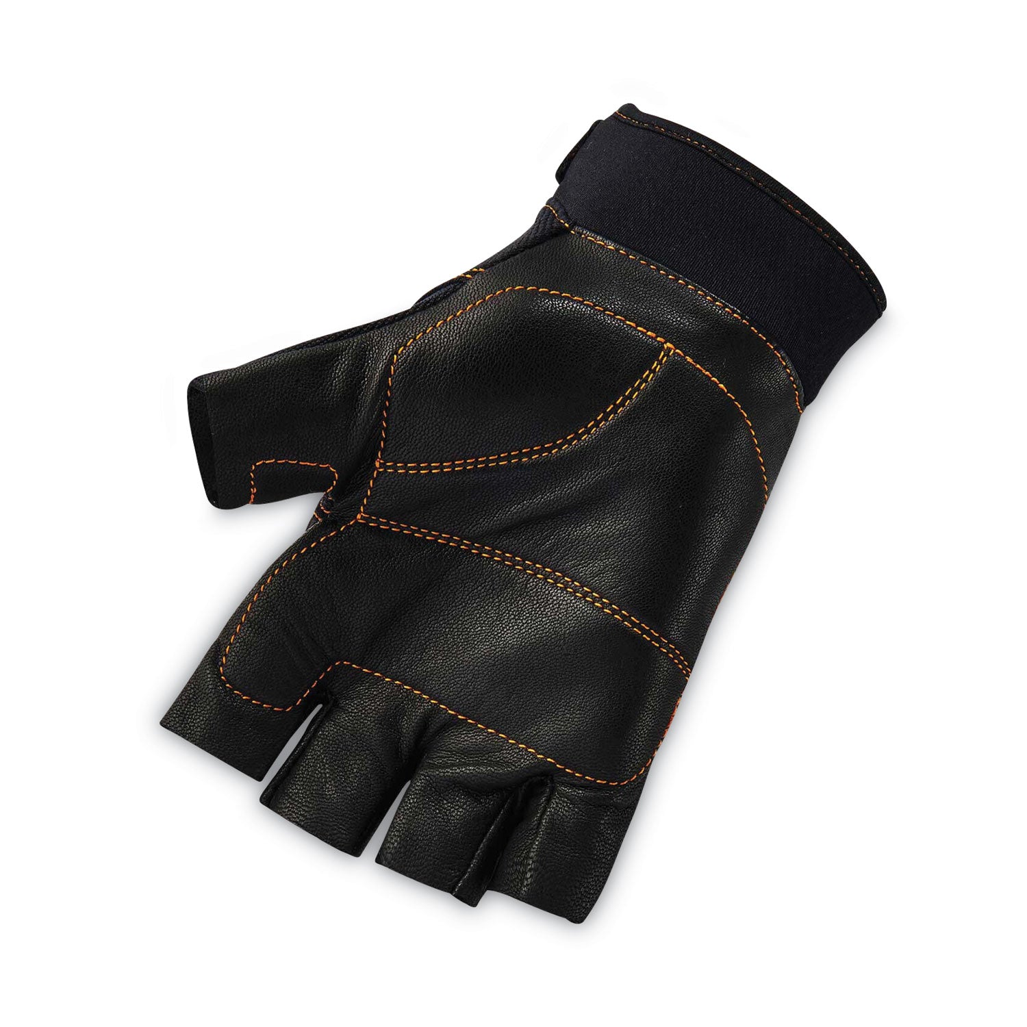 Ergodyne ProFlex 901 Half-Finger Leather Impact Gloves, XXL, Black, 1" Thick, 10.75" Length, Anti-Vibration, Shock & Impact Resistant, Padded Palm, 2 Pairs