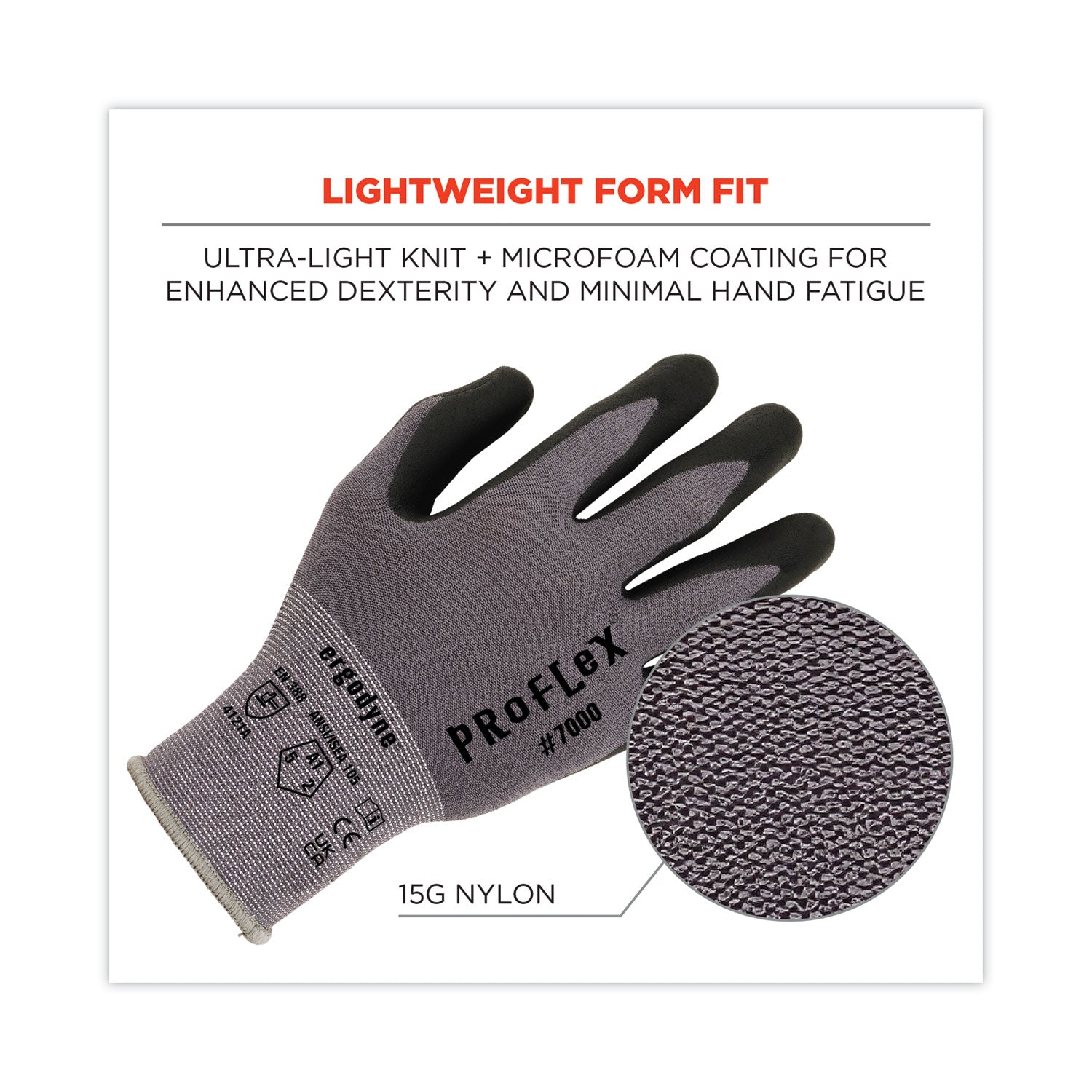 ProFlex 7000 Nitrile-Coated Gloves Microfoam Palm, Gray, X-Large, Pair