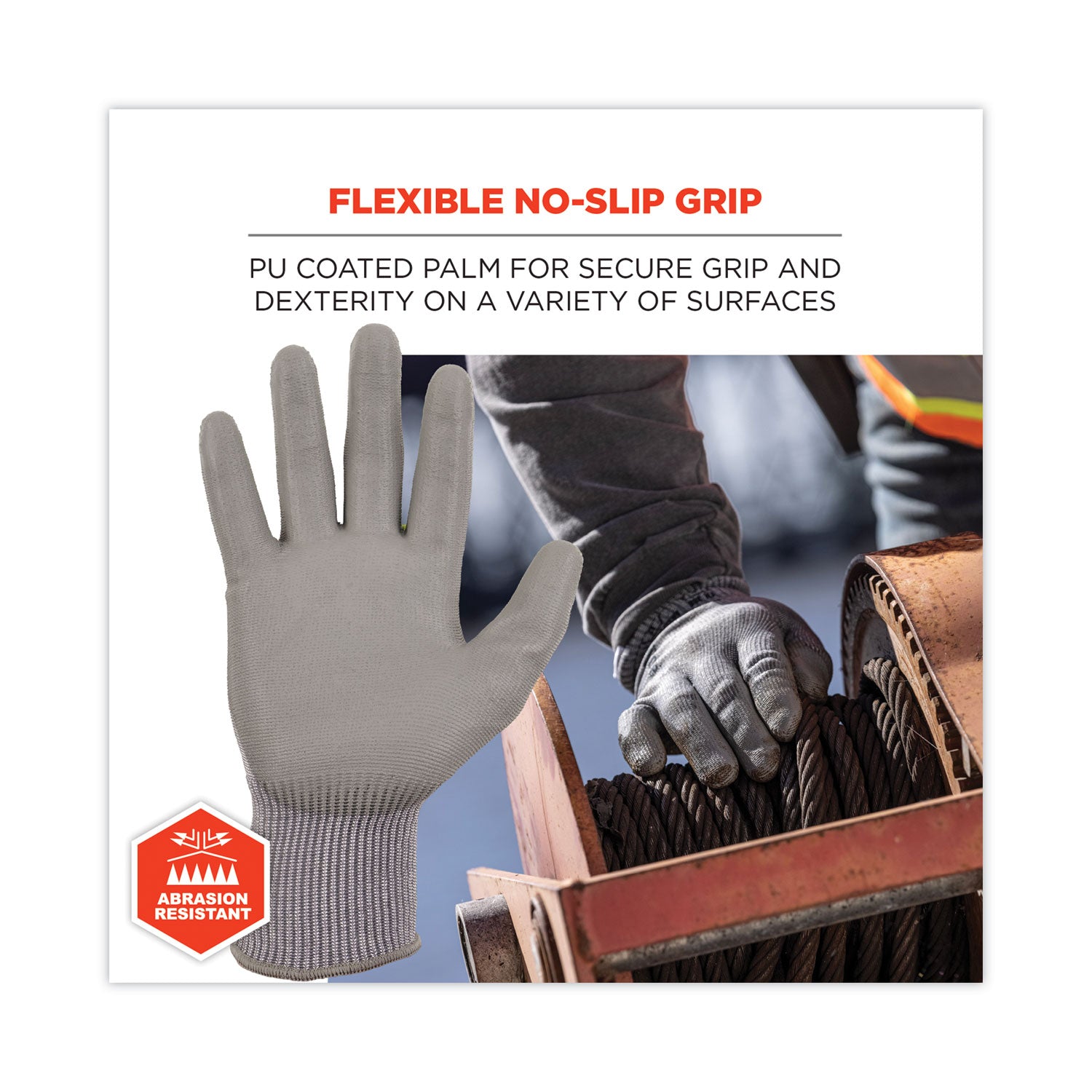 ProFlex 7024 ANSI A2 PU Coated CR Gloves, Gray, Small, Pair