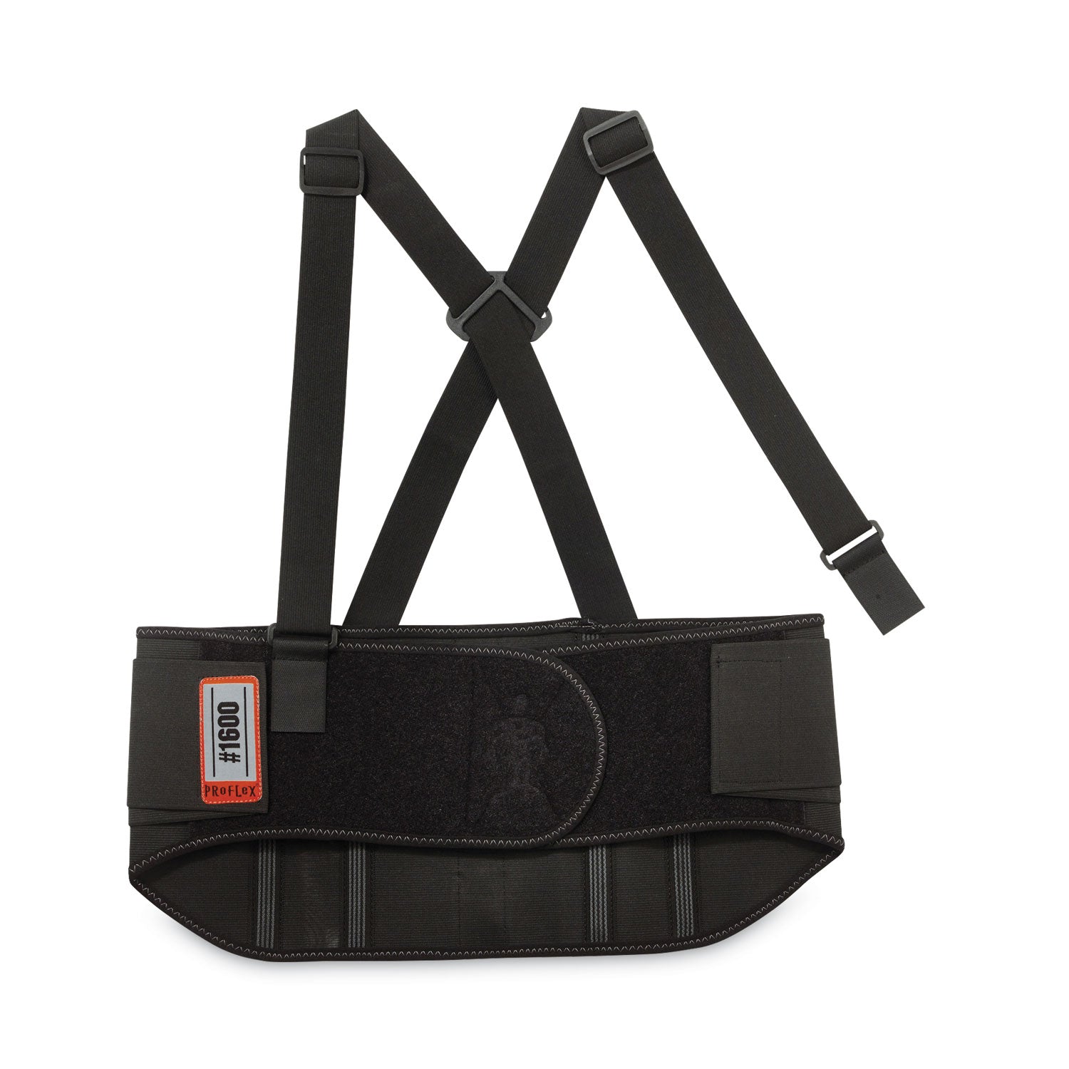 Ergodyne ProFlex 1600 Standard Back Support Brace - 34" to 38" Waist Size - Black - Elastic, Polypropylene, Rubber - 1 Each