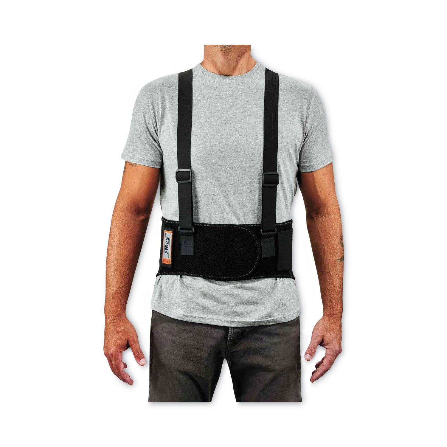Ergodyne ProFlex 1625 Elastic Back Support Brace - 52" to 58" Waist Size - Black - Elastic, Polypropylene, Rubber - 1 Each