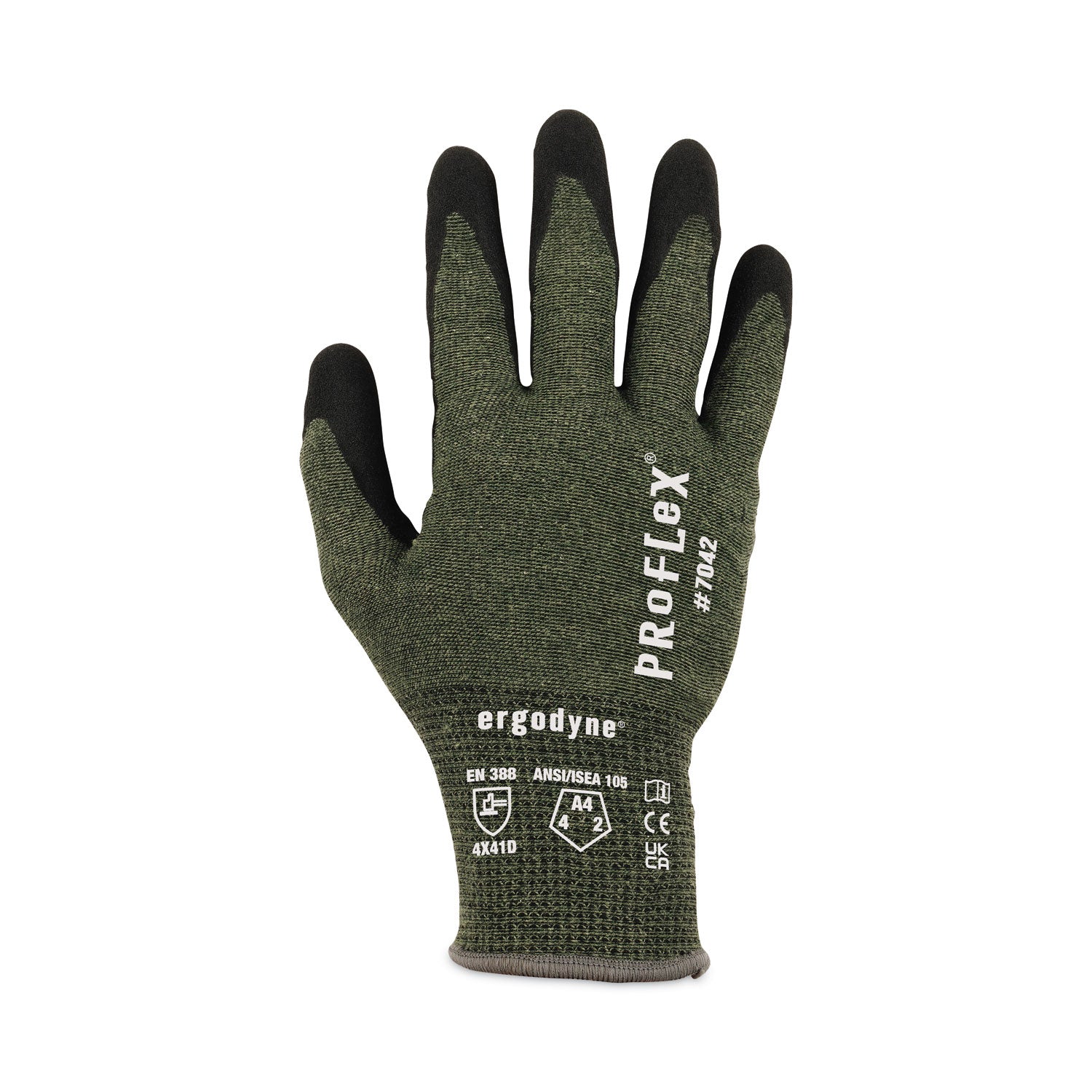 Ergodyne ProFlex 7042 Nitrile-Coated Cut-Resistant Gloves, X-Large, Green, Synthetic Fiber, Touchscreen Capable, Machine Washable, 18-Gauge, ANSI A4, 2 Pairs per Pack