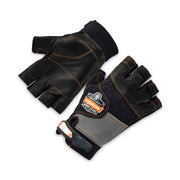 Ergodyne ProFlex 901 Half-Finger Leather Impact Gloves, Medium, Black, 1" Thick, 10.75" Length, 2 Pairs