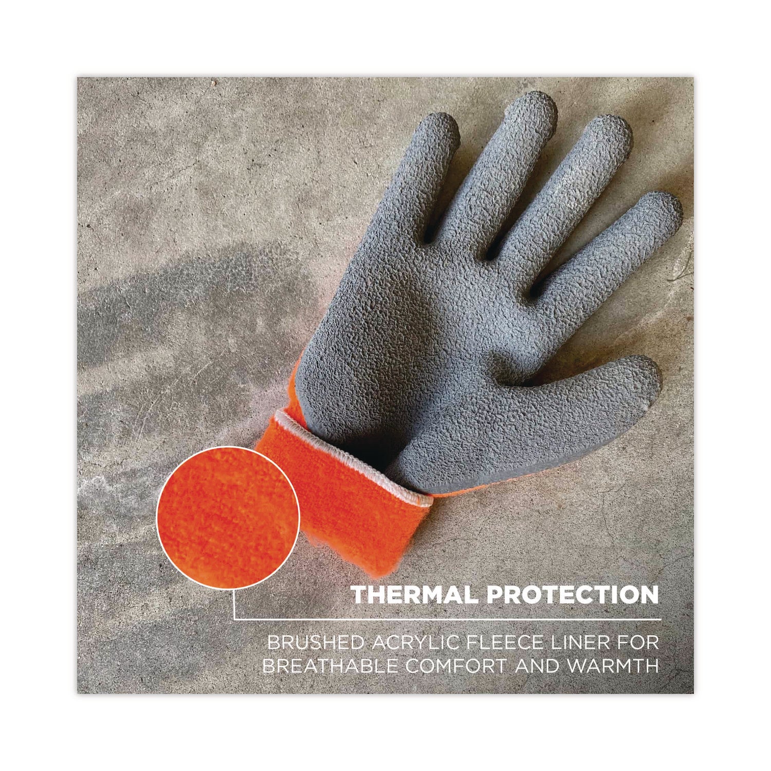 Ergodyne ProFlex 7401 Coated Lightweight Winter Work Gloves, XXL, Orange, Latex Coating, Thermal Protection, Cut Resistant, Machine Washable, 2 Gloves/Pair, 12 Pairs/Carton