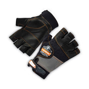 Ergodyne ProFlex 901 Half-Finger Leather Impact Gloves, Extra Large, Black, 1" Thickness, 10.75" Length, 2 Pairs