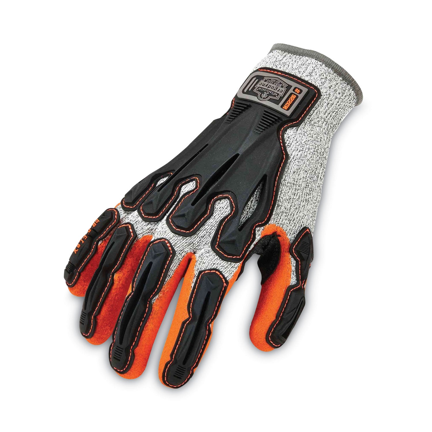 Ergodyne ProFlex 922CR Dorsal Cut-Resistant Gloves, Large, 6.25" Length, Nitrile Coating, Gray, HPPE/Nylon Spandex, Impact & Abrasion Resistant, Superior Grip, High Visibility, 2 Pairs