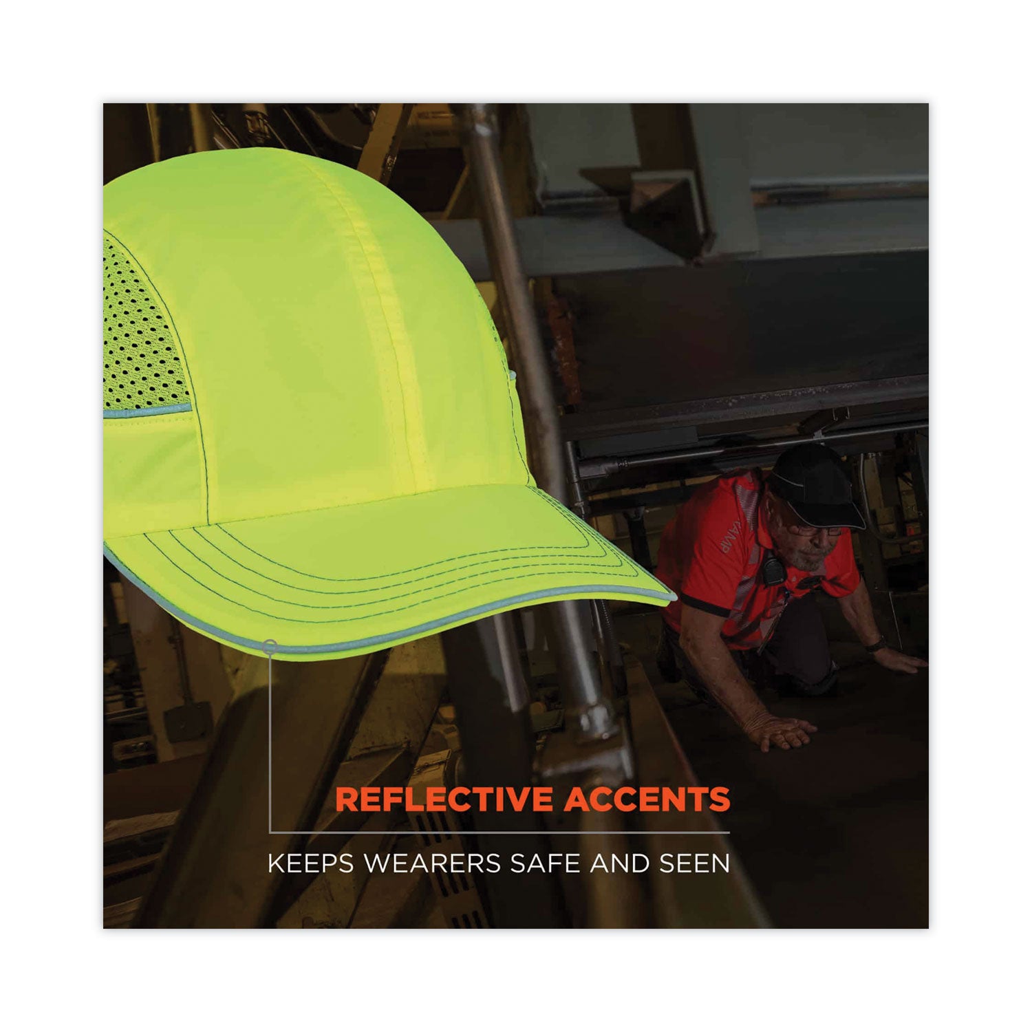 Ergodyne 8950 Bump Cap Hat - Recommended for: Industrial, Mechanic, Factory, Home, Baggage Handling - One Size - Bump, Scrape, Head Protection - Lime - Comfortable, Impact Resistant, Machine Washable, Removable - 1 Each