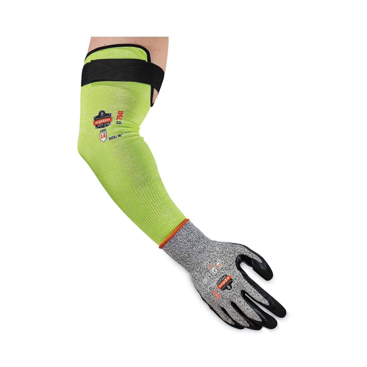 Ergodyne ProFlex 7941 Cut-Resistant Protective Arm Sleeve Pair, 18" Length, Lime, Kevlar Yarn, Machine Washable, Heat Resistant, Moisture Wicking, High Visibility, Adjustable Fit, 2 Sleeves per Pair